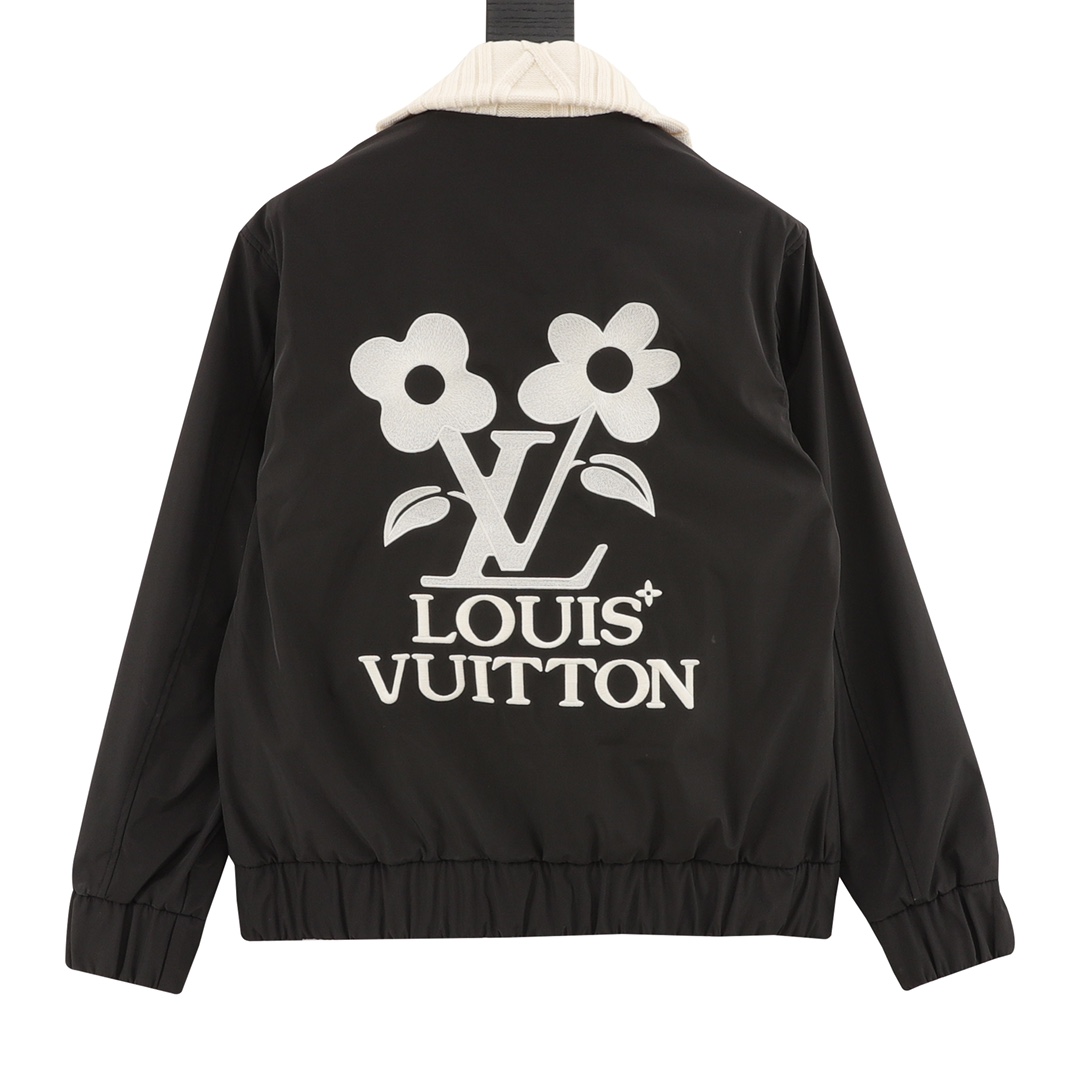 Louis Vuitton Collaboration Knitted Cable High Collar Spliced Jacket