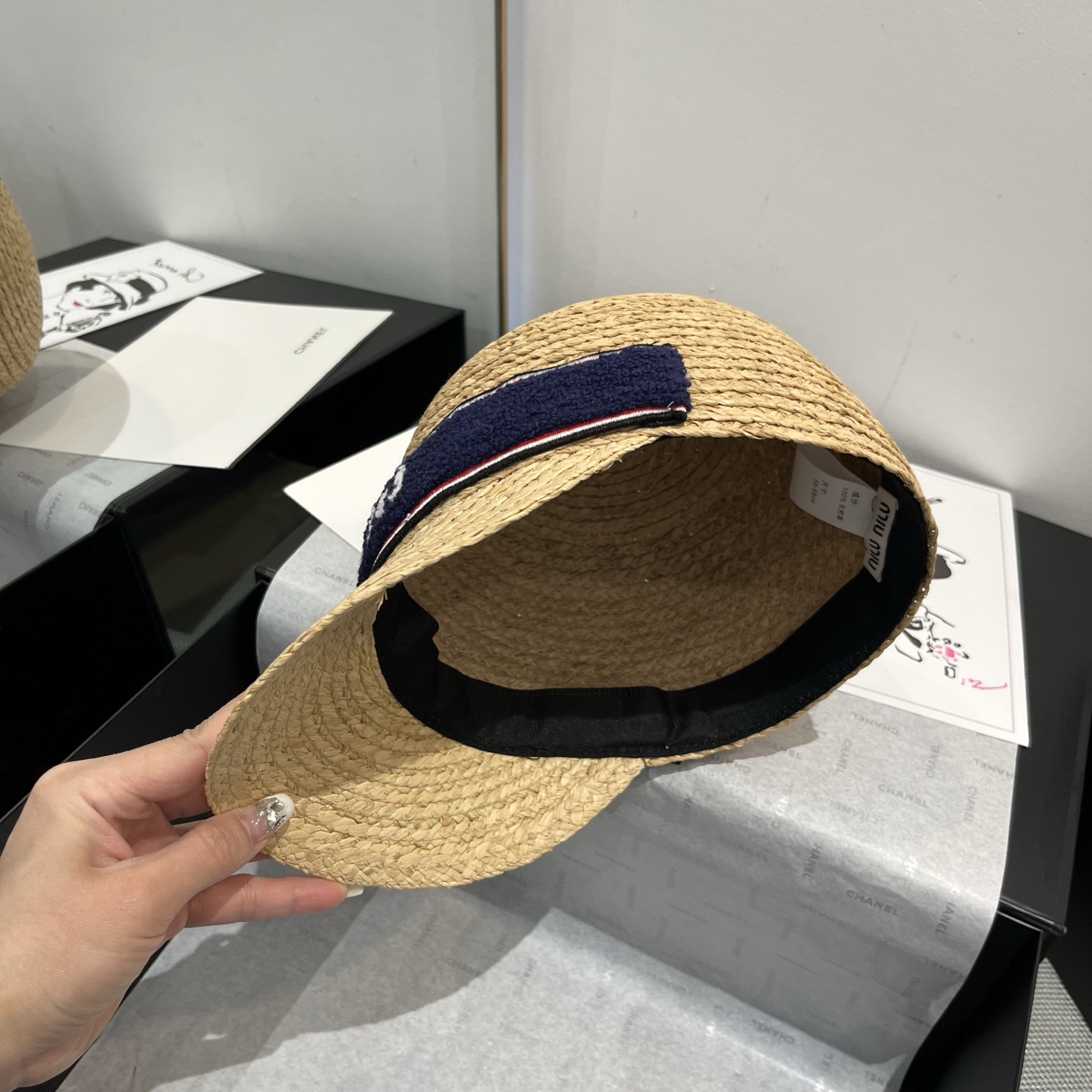 Miu Miu Raffia Straw Riding Hat