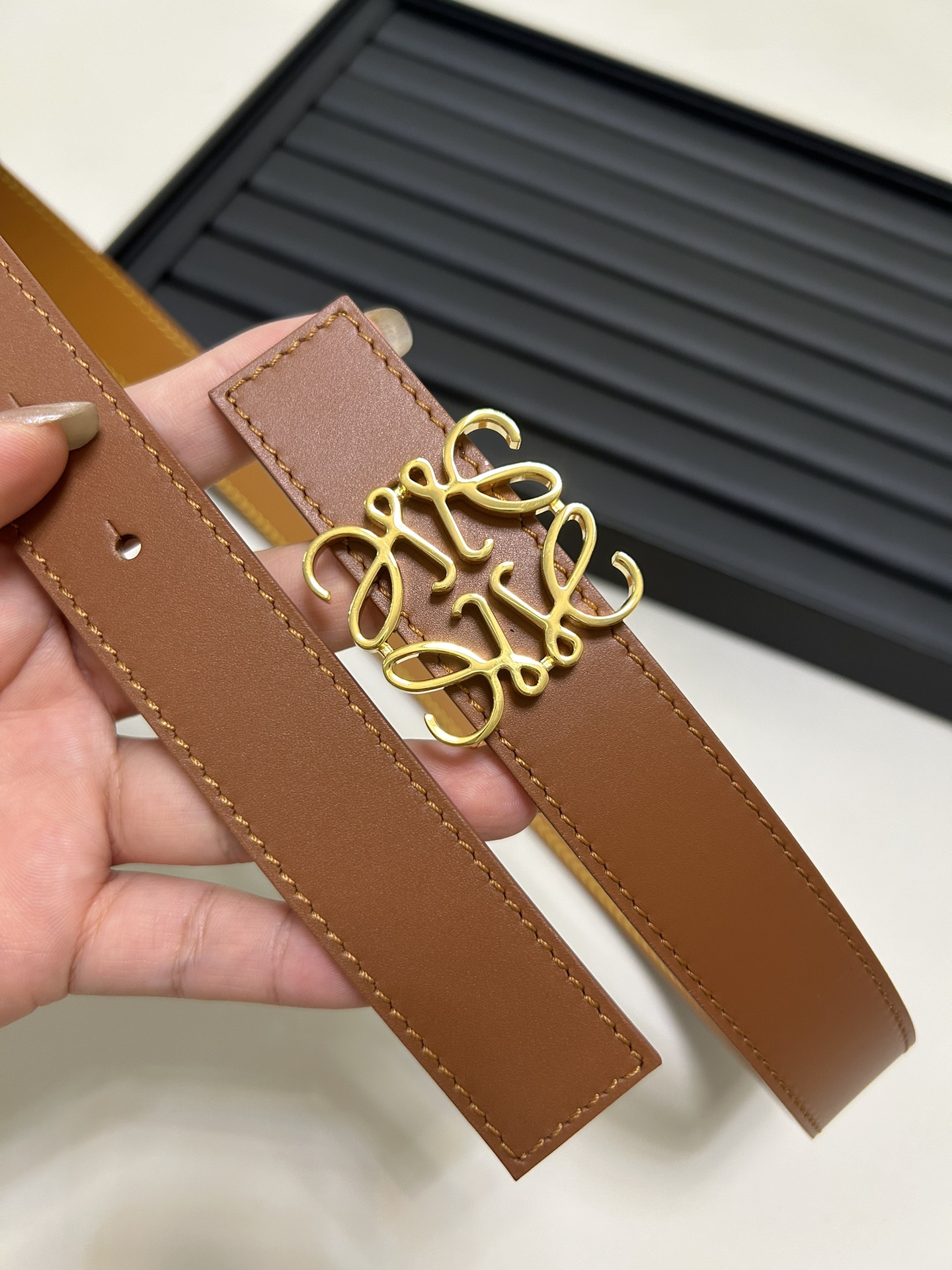 Reversible Anagram belt in smooth calfskin