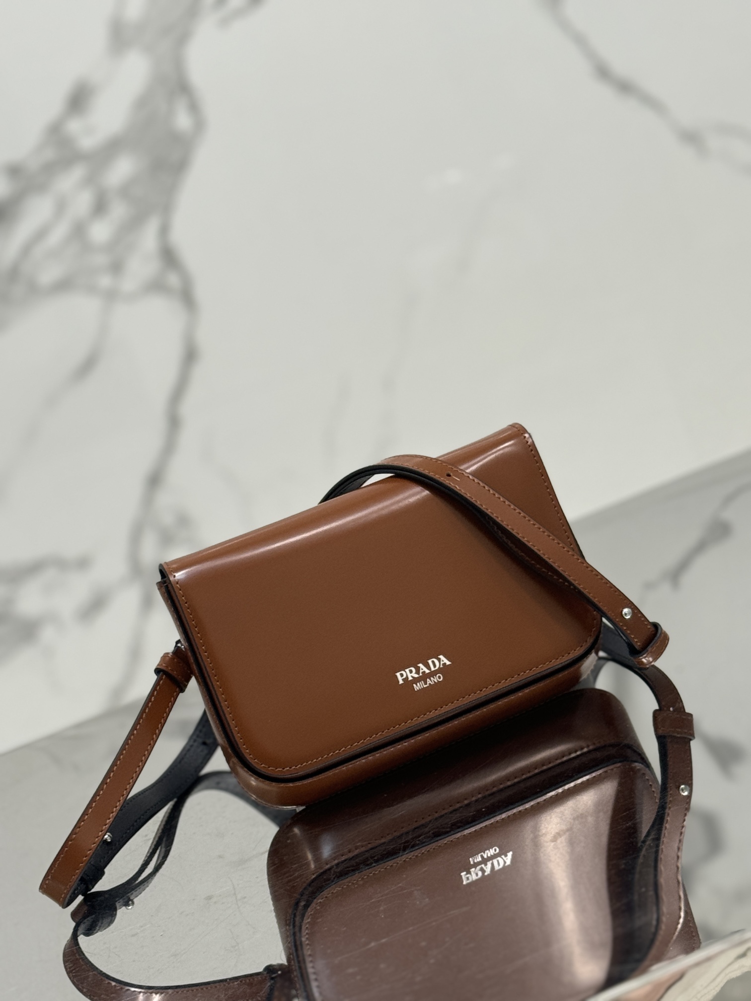 PRADA Brushed Leather Mini-bag With Shoulder Strap