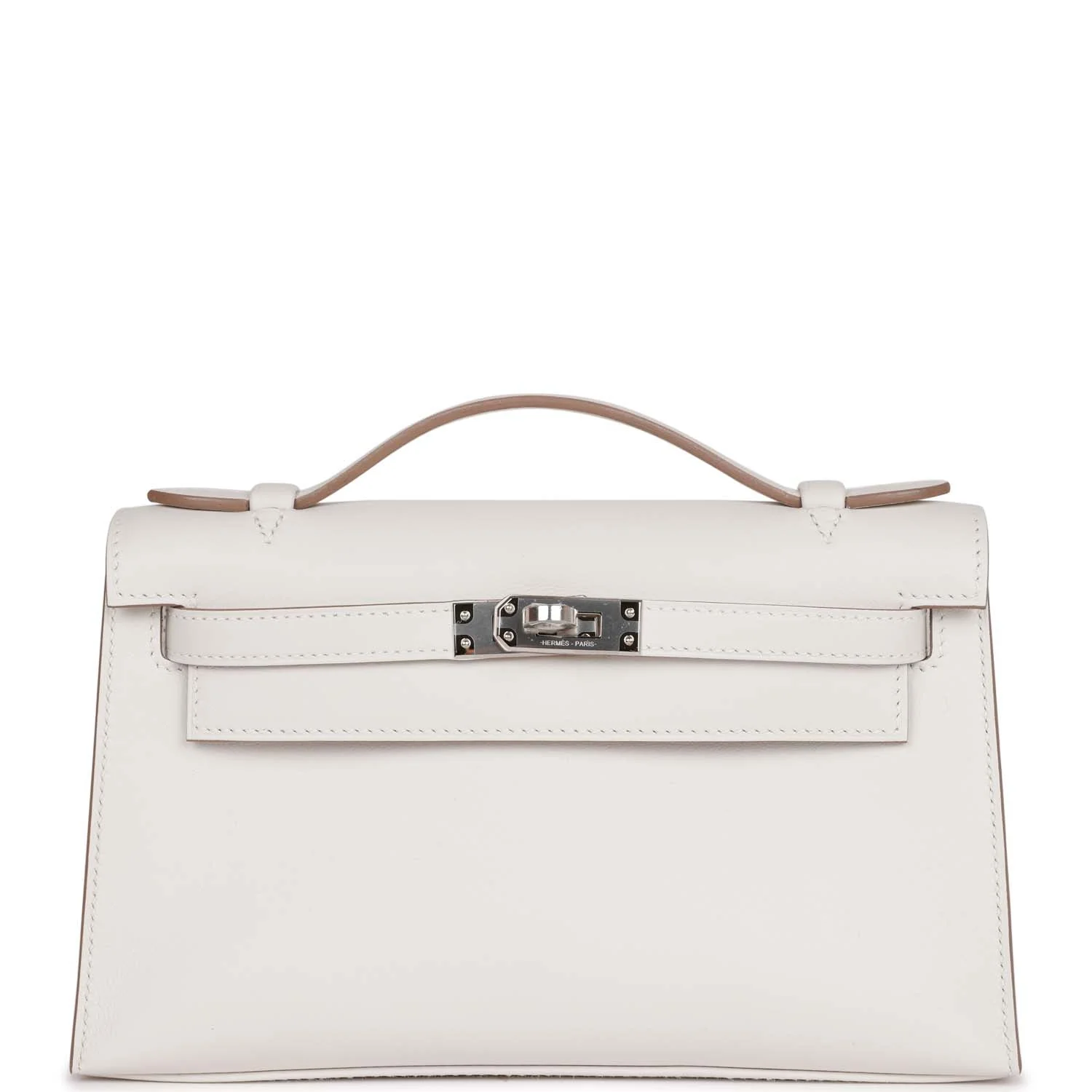 Hermès Kelly Pochette Gris Pale Swift Palladium Hardware