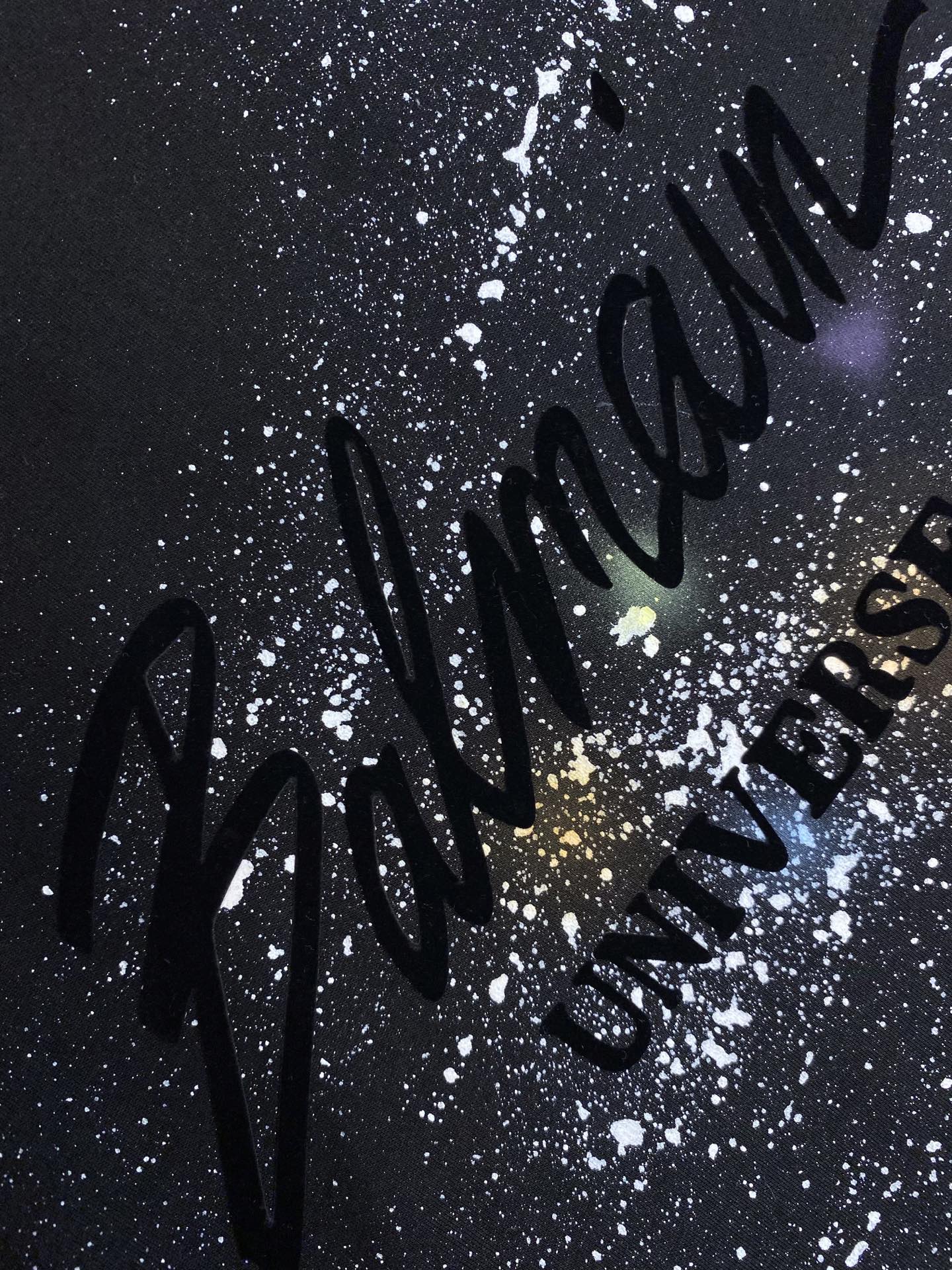 Printed Balmain Universe logo and stars T-shirt