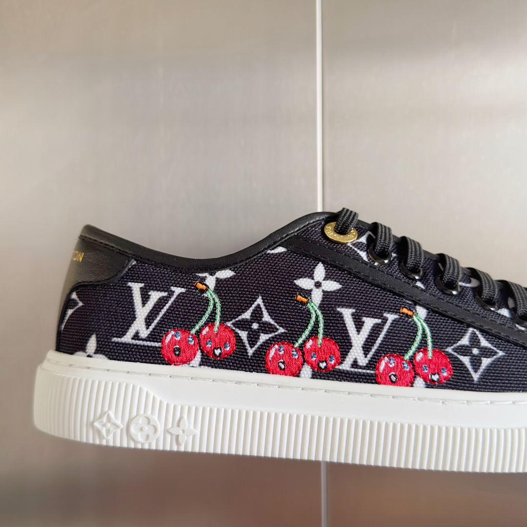 LV Lagoon Denim Monogram Embossed Canvas Sneakers-cherry
