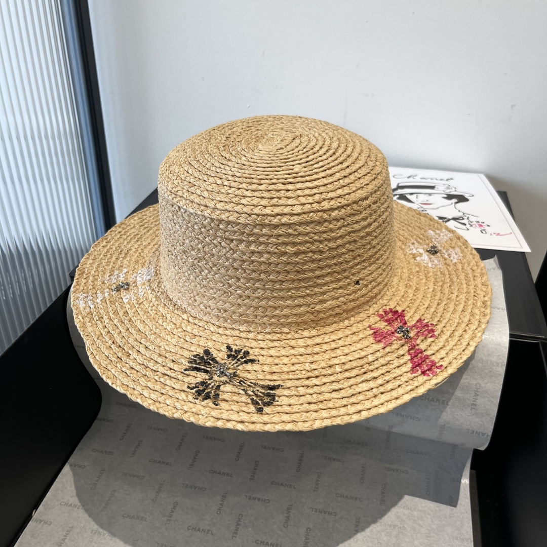 Chrome Hearts-Raffia Straw Sun Hat