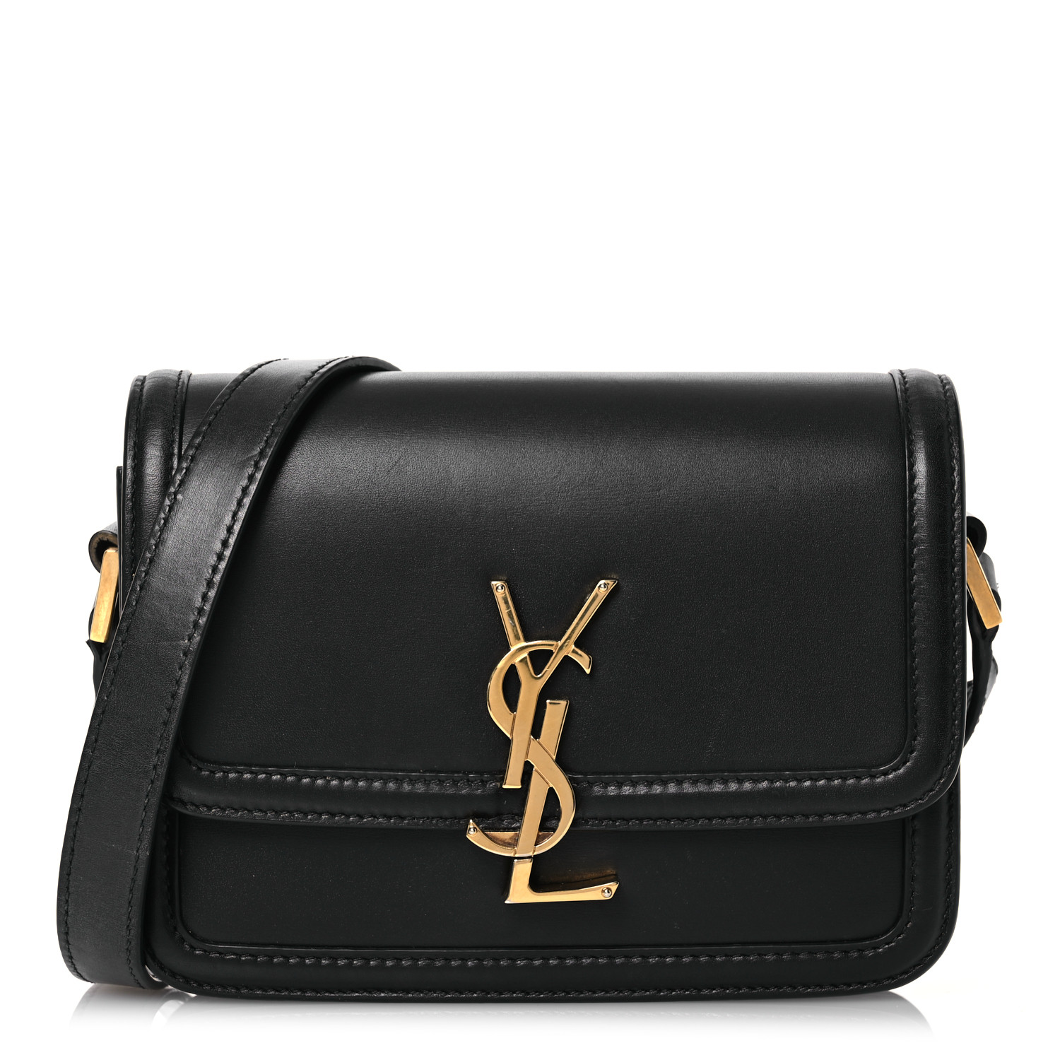 Saint Laurent Smooth Calfskin Solferino Satchel Black