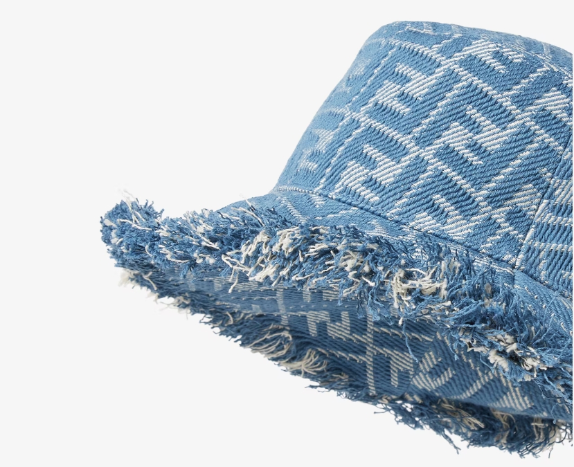 FENDI Hat Blue FF cotton bucket hat