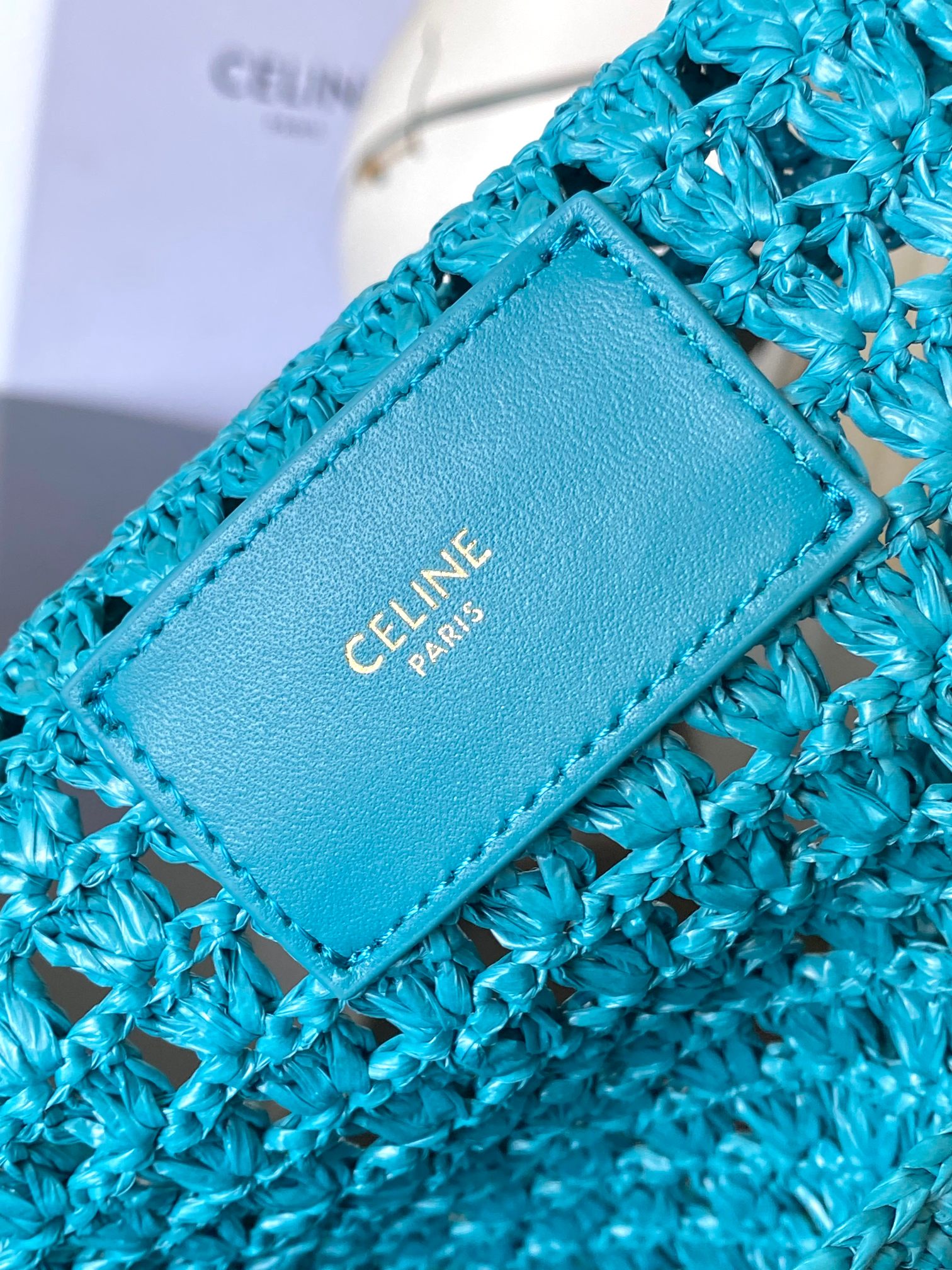 CELINE LARGE HOBO PANIER IN RAFFIA