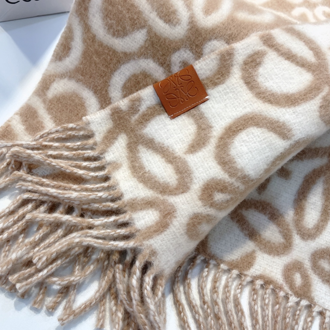 𝐋𝐨𝐞𝐰𝐞-Wool scarf-Yellow-brown