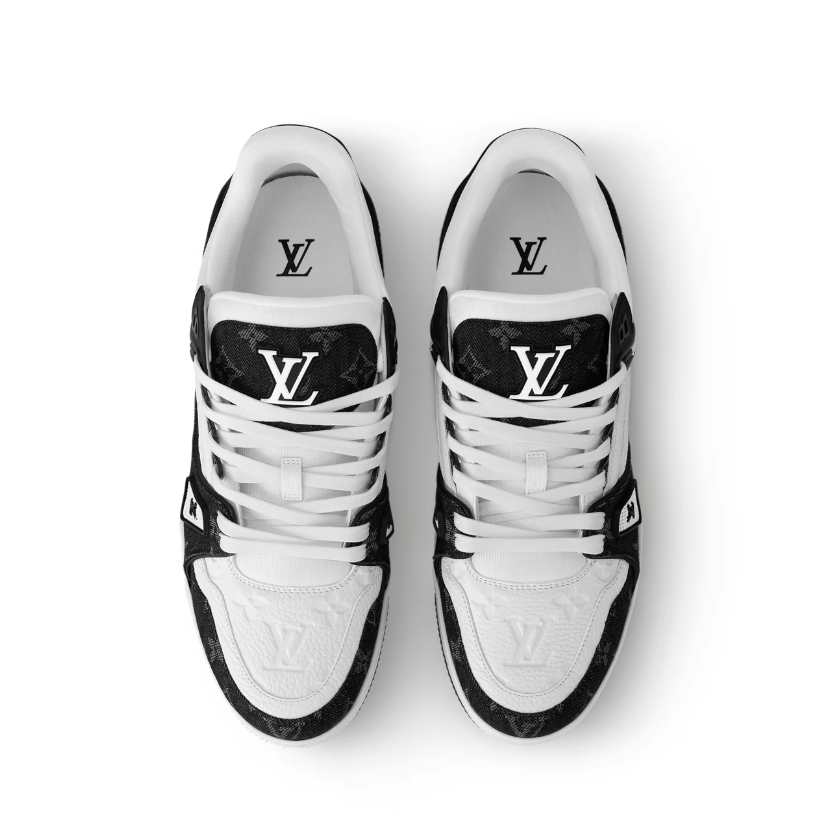 Louis Vuitton Trainer Sneaker Monogram Denim White Black 1A9JGF