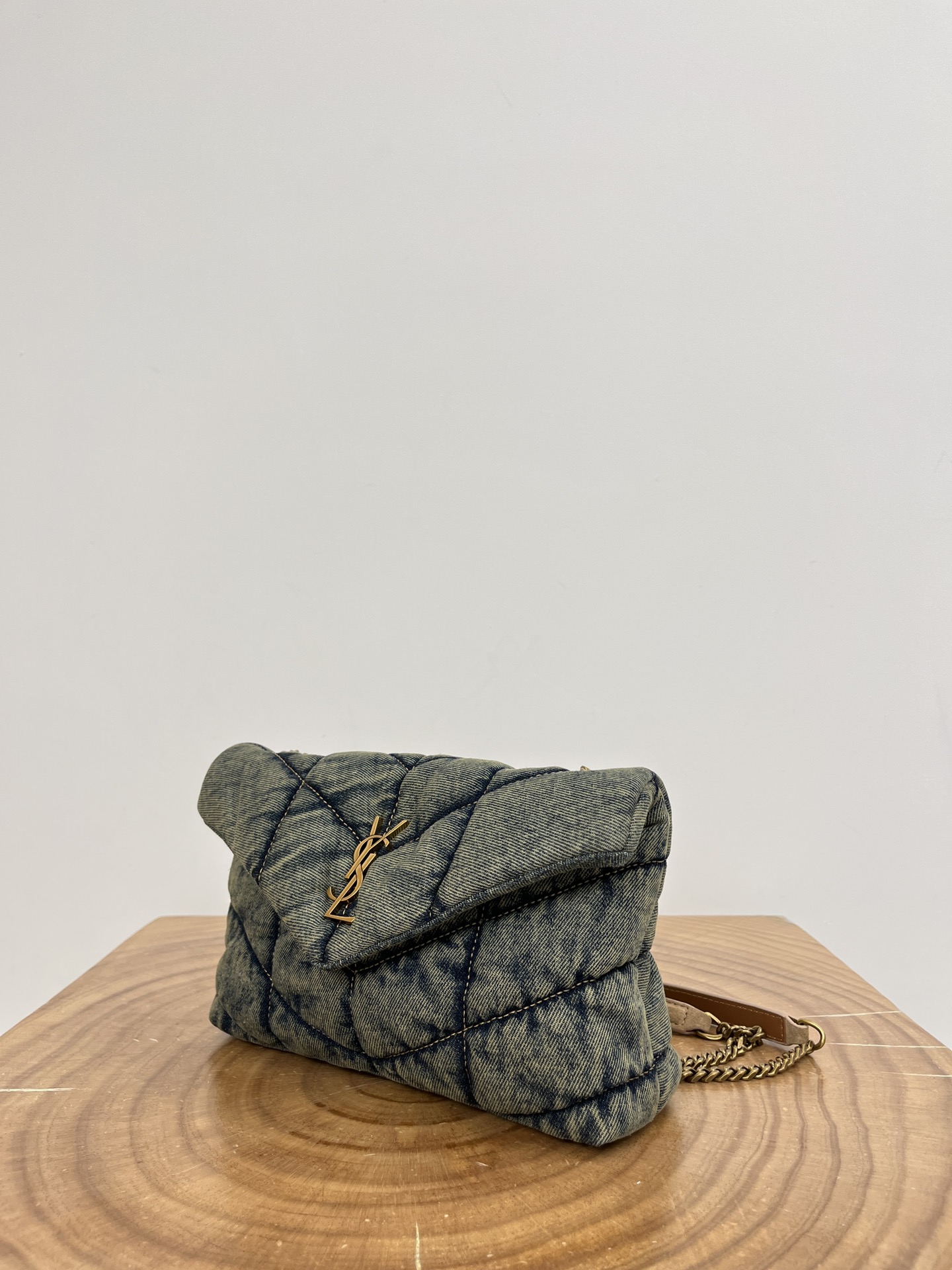 Saint Laurent Loulou Puffer Denim Shoulder Bag