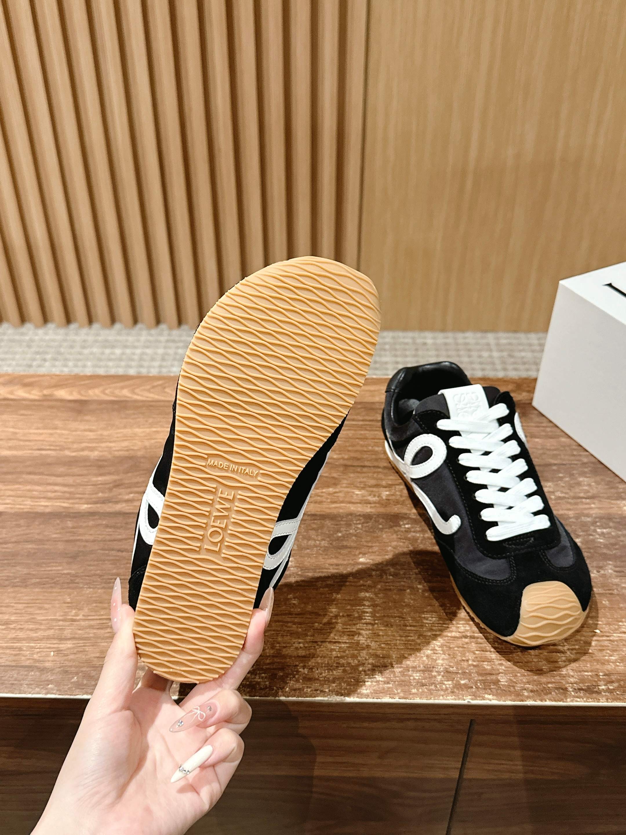 Ballet Runner 2.0 in nylon and calfskin Black