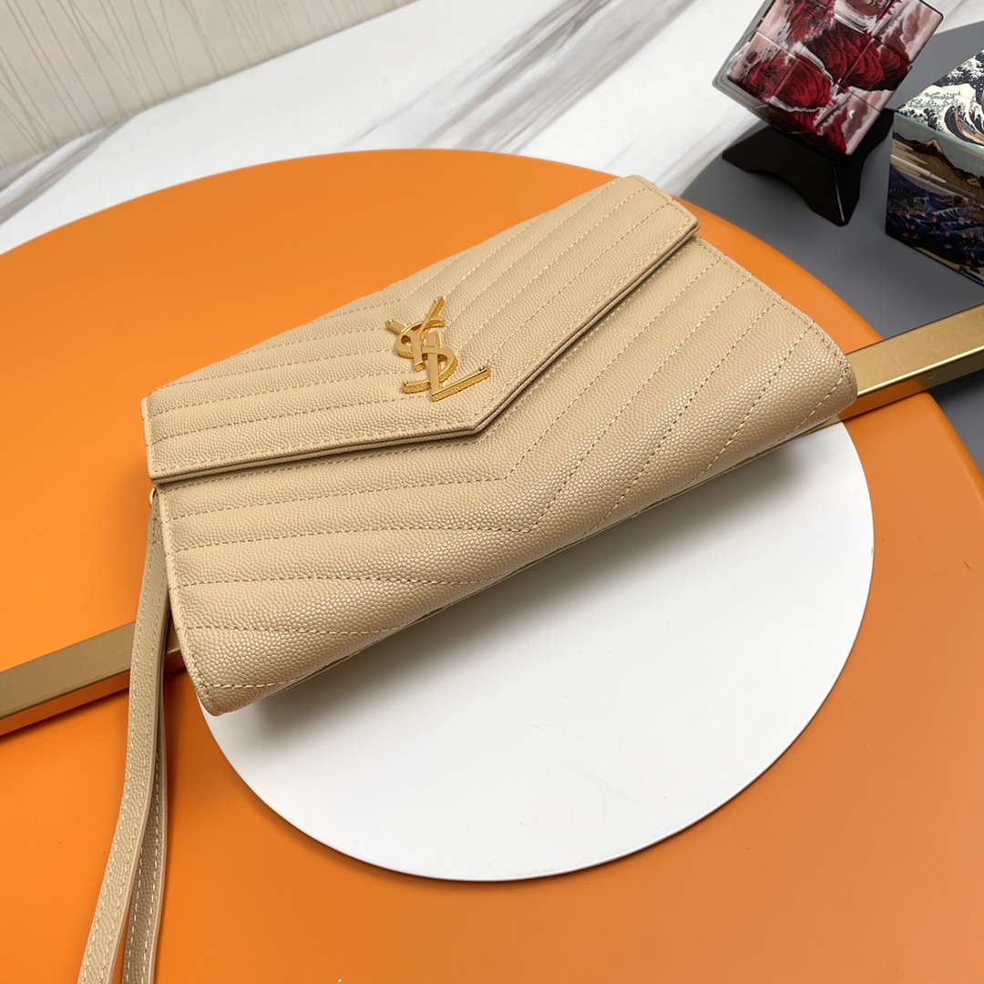 CASSANDRE MATELASSÉ FLAP POUCH -DARK BEIGE