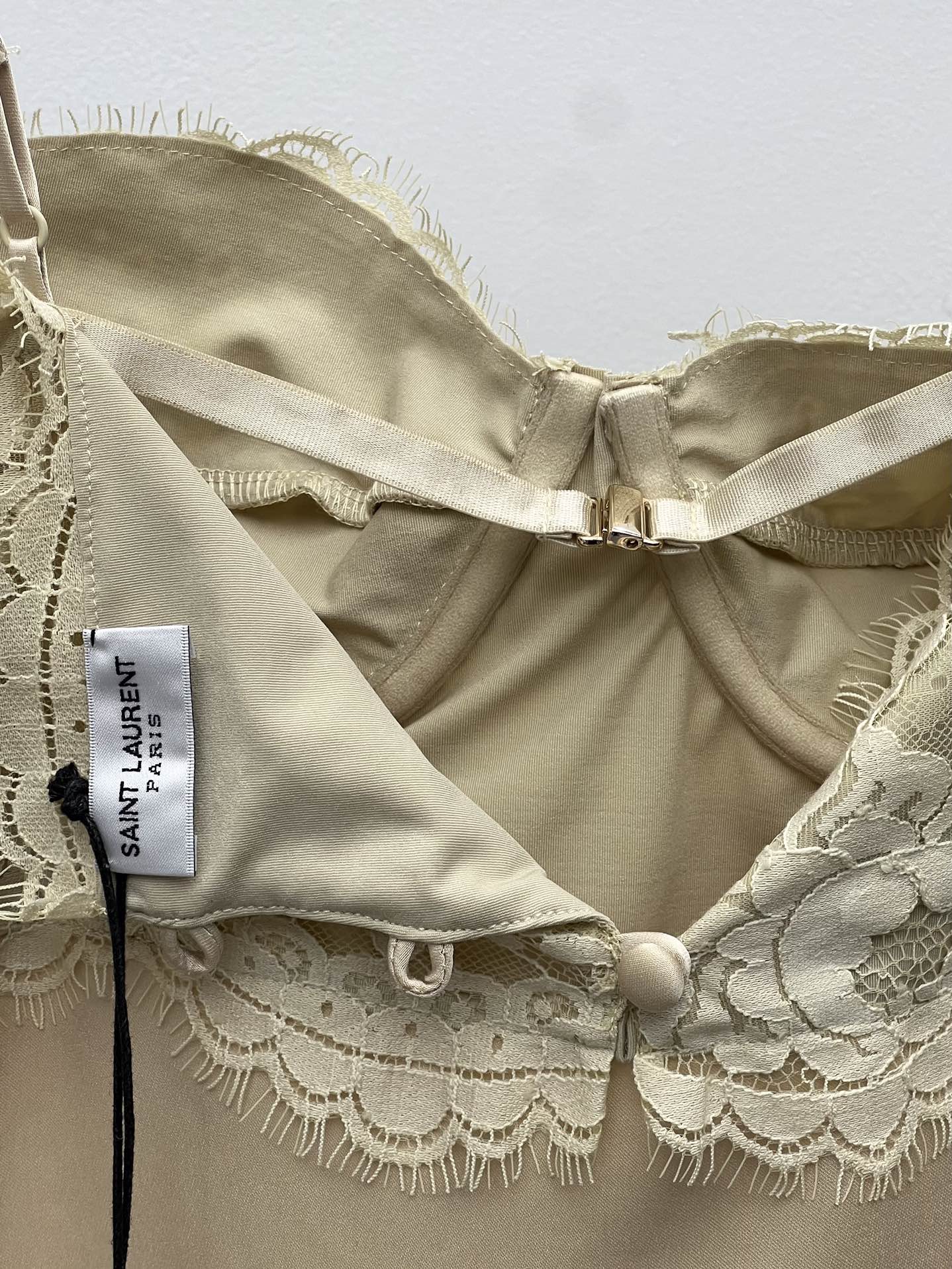 Saint Lauren-Inspired Lace-Trimmed Acetate Slip Dress