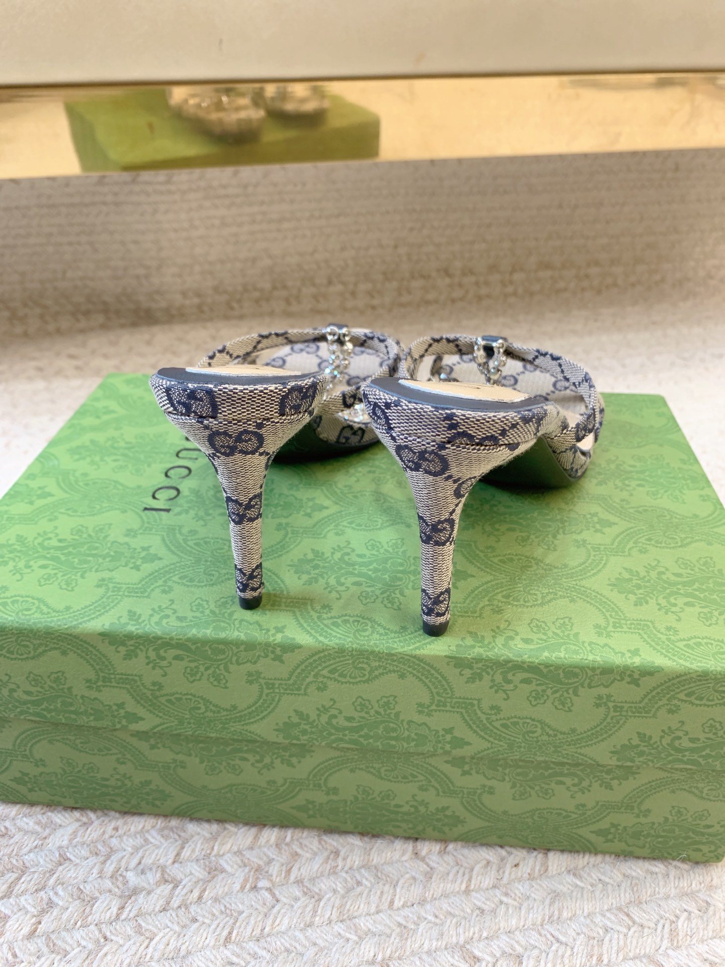 GUCCI Crystal Chain Stiletto Sandals