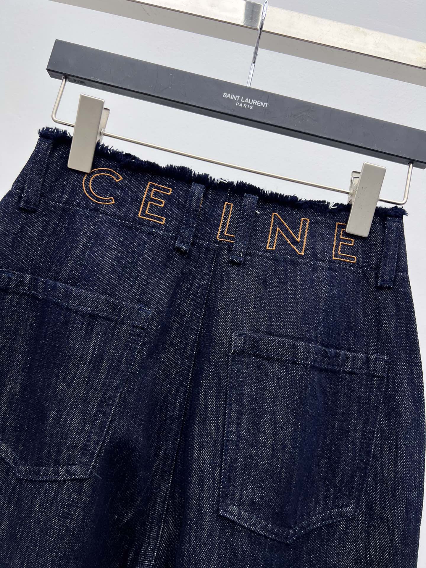 CELINE Gold Buckle Wide-Leg Trousers