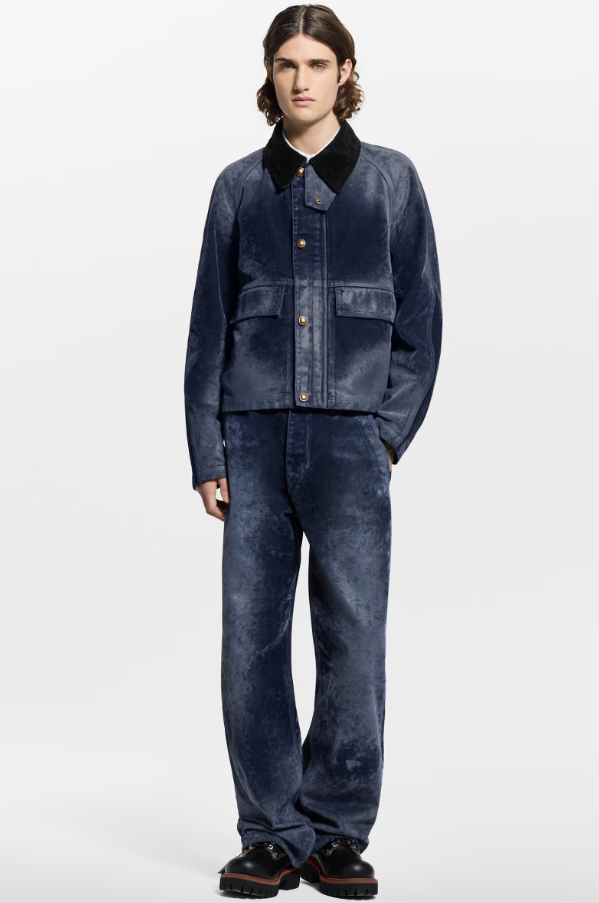 LOUIS VUITTON 1AJBAD Flocked Denim Jacket With Monogram Details