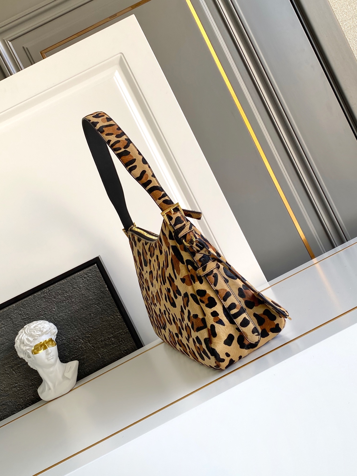 Prada Aimée large leather shoulder bag Leopard Print