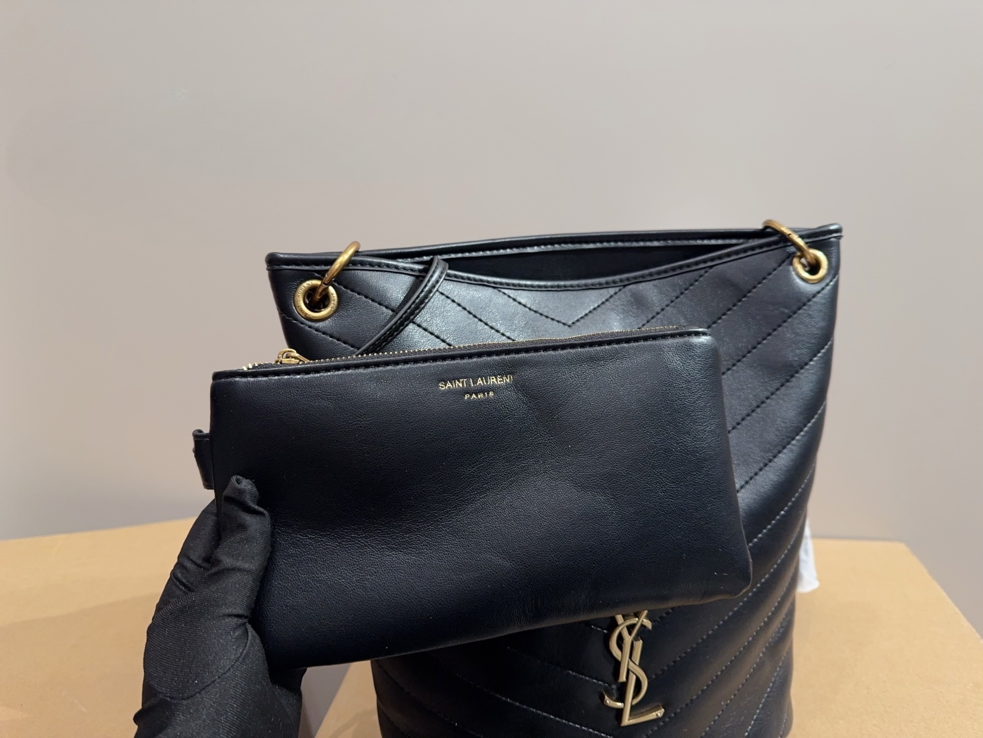YSL Leather Bucket Bag