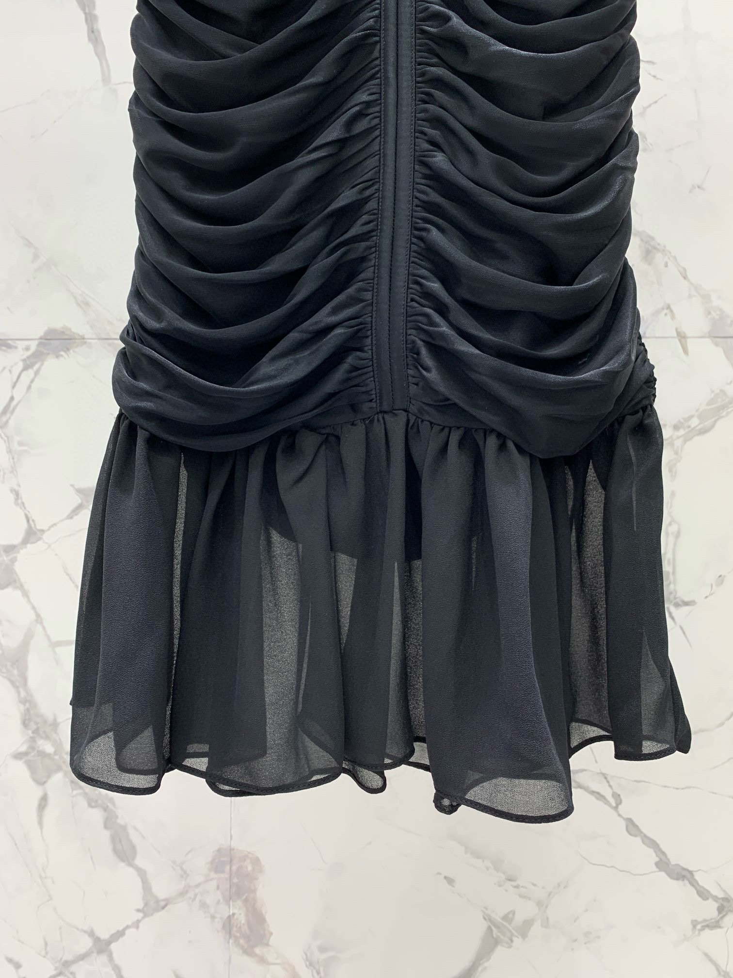 SAINT LAURENT Pleated Acetate Knit Midi Skirt