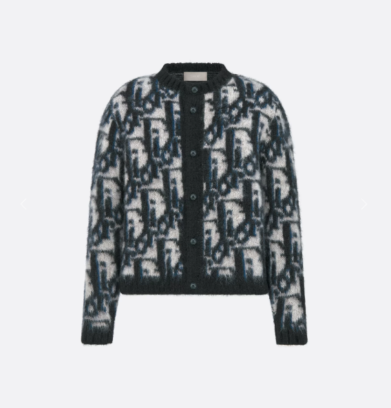 Dior Oblique Cardigan Blue Mohair and Wool Blend Knit