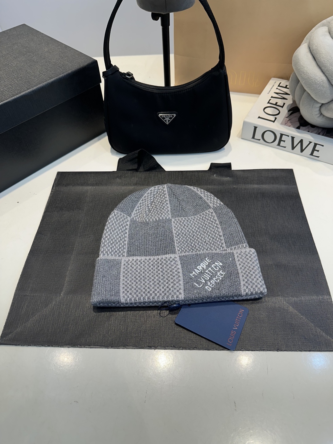 Louis Vuitton Damier Heritage Beanie Dark Grey