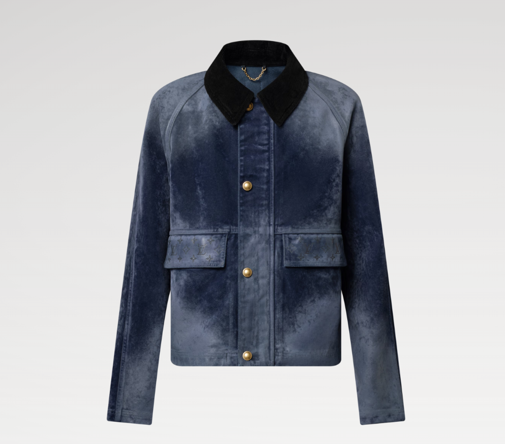 LOUIS VUITTON 1AJBAD Flocked Denim Jacket With Monogram Details