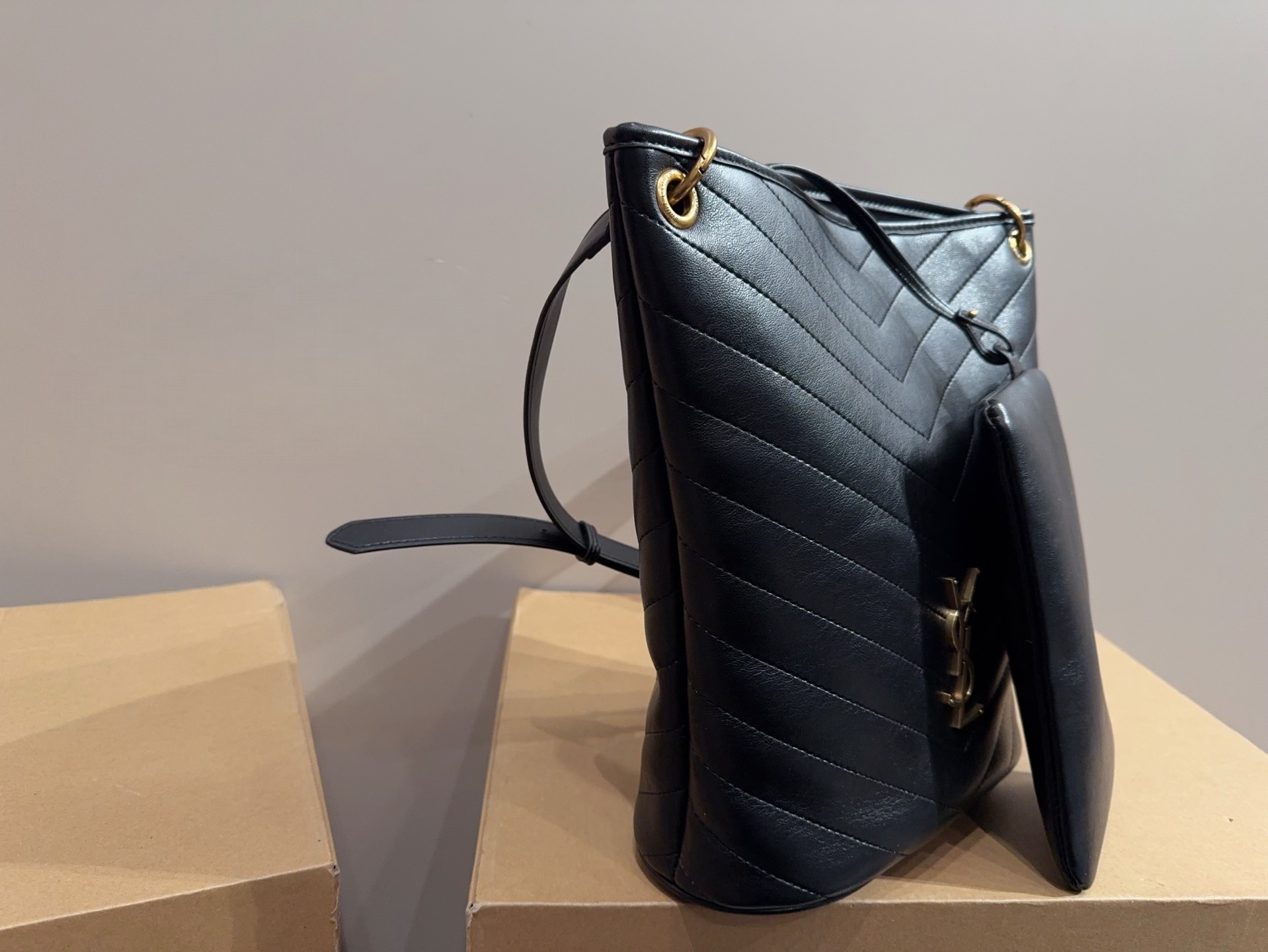 YSL Leather Bucket Bag