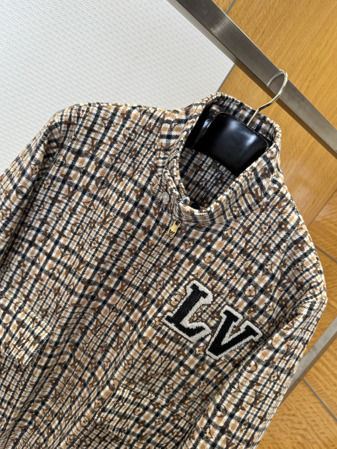 LOUIS VUITTON Beaded Monogram Embroidered Baseball Jacket