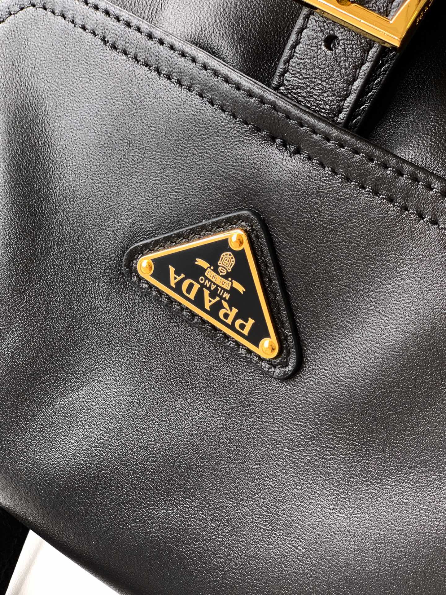 Prada medium Explore leather backpack black