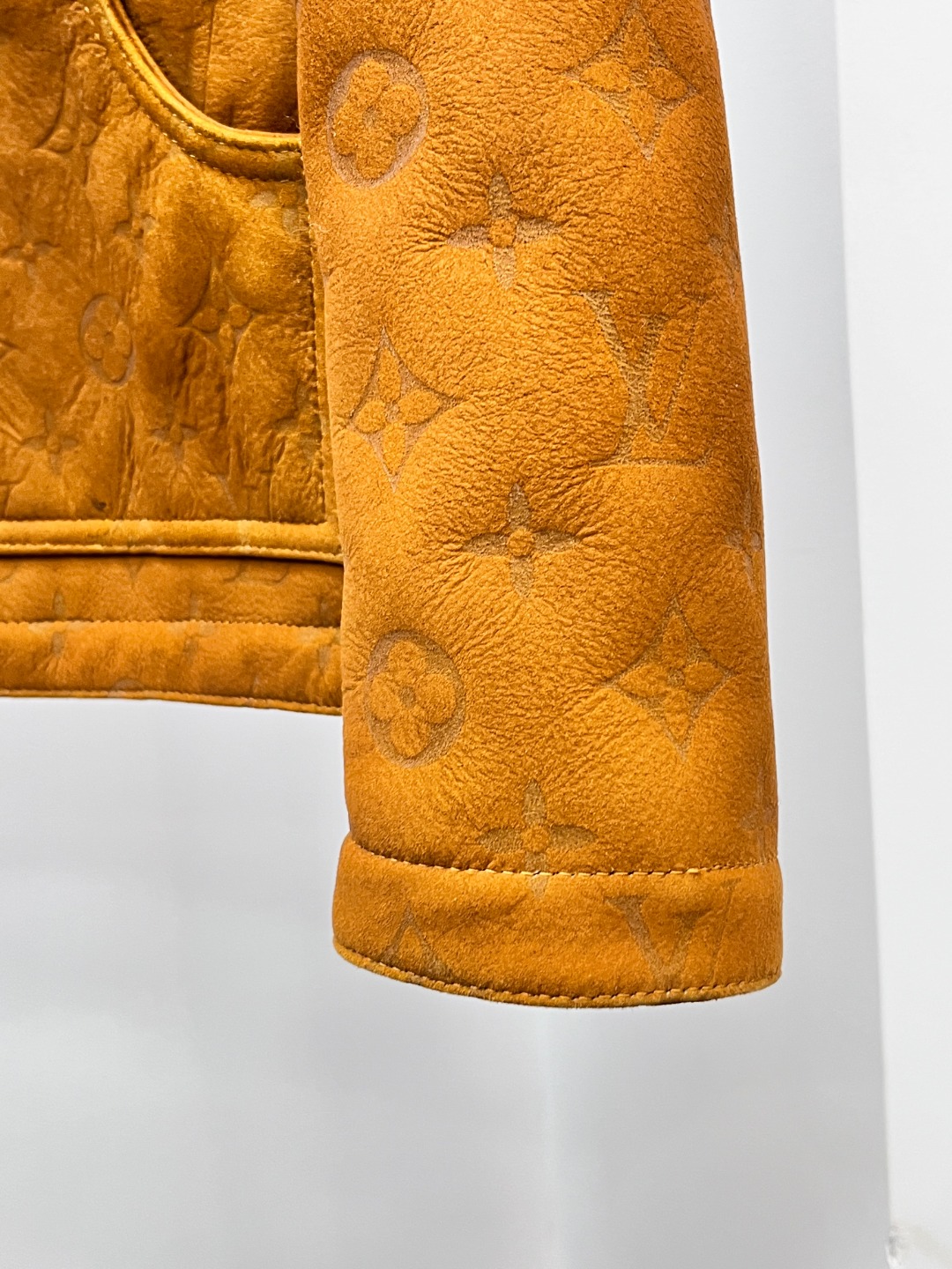Louis Vuitton Shearling Embossed Monogram Leather Jacket