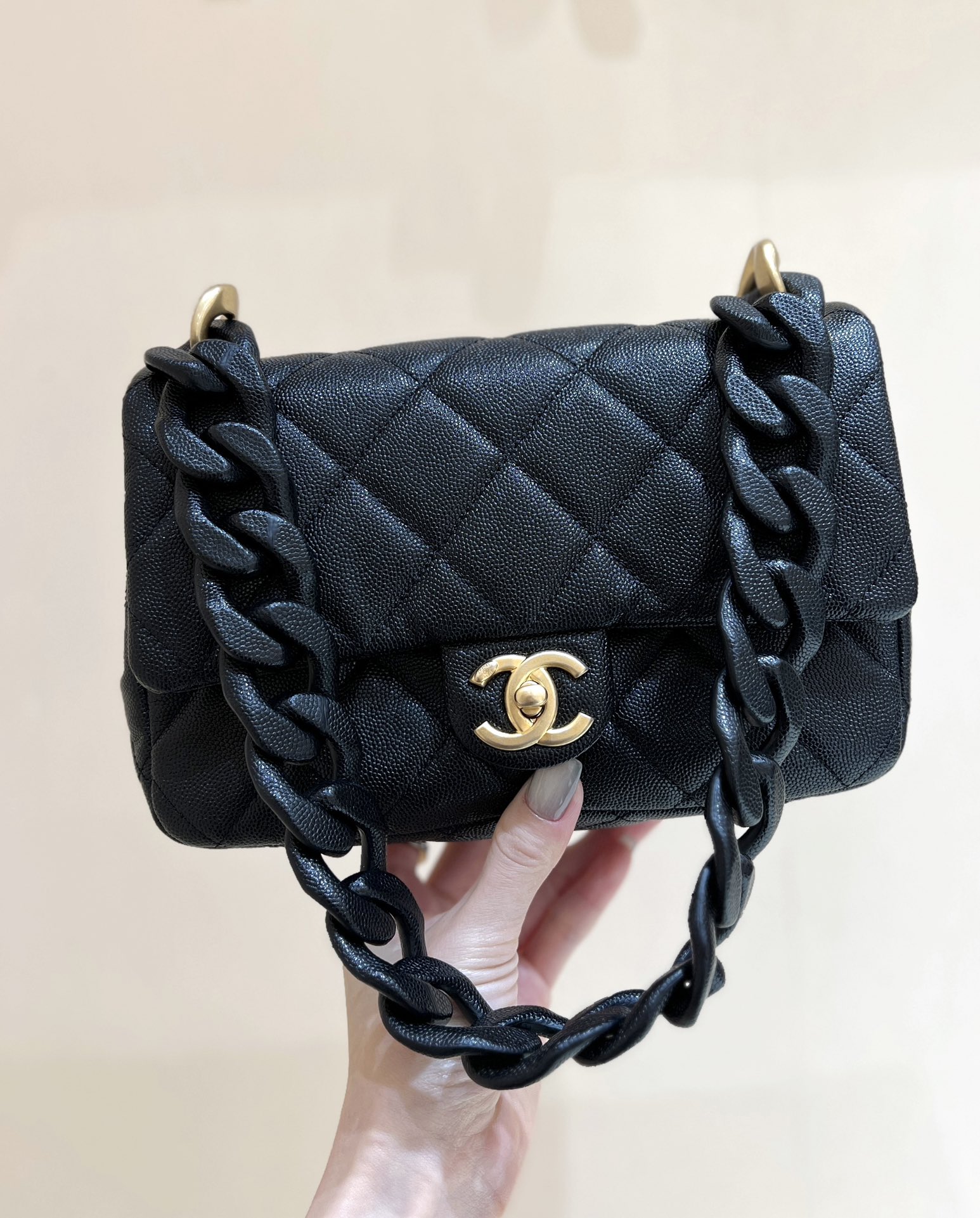 CHANEL 24P CF Bag in Caviar Calfskin with Bold Chain