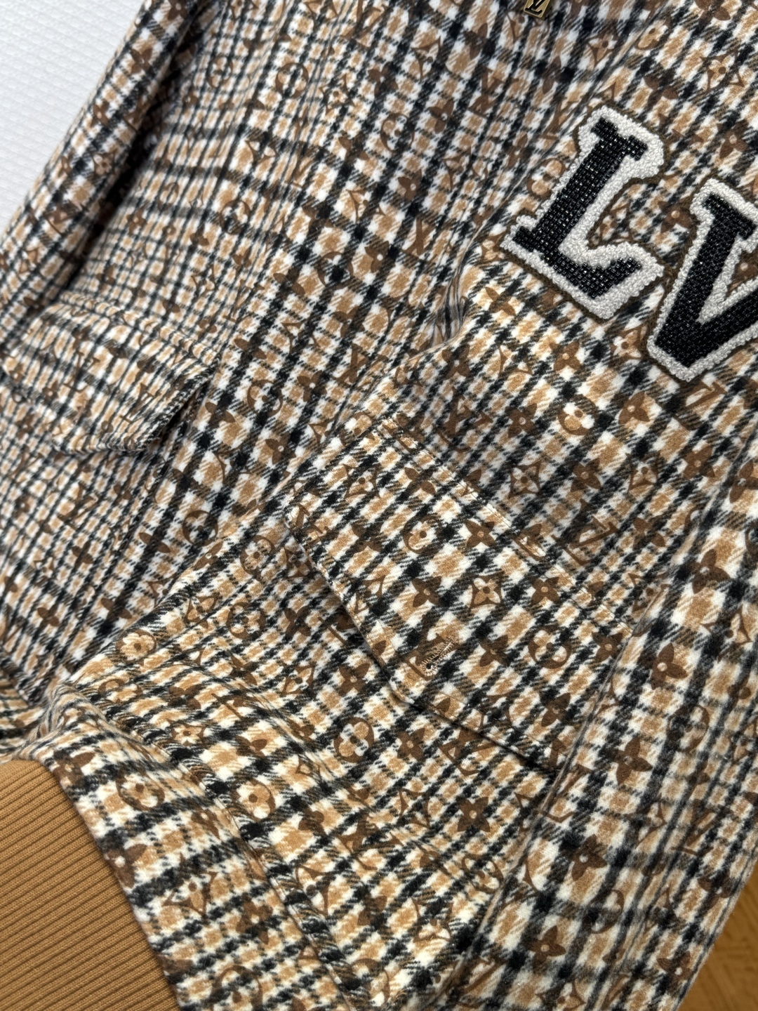 LOUIS VUITTON Beaded Monogram Embroidered Baseball Jacket