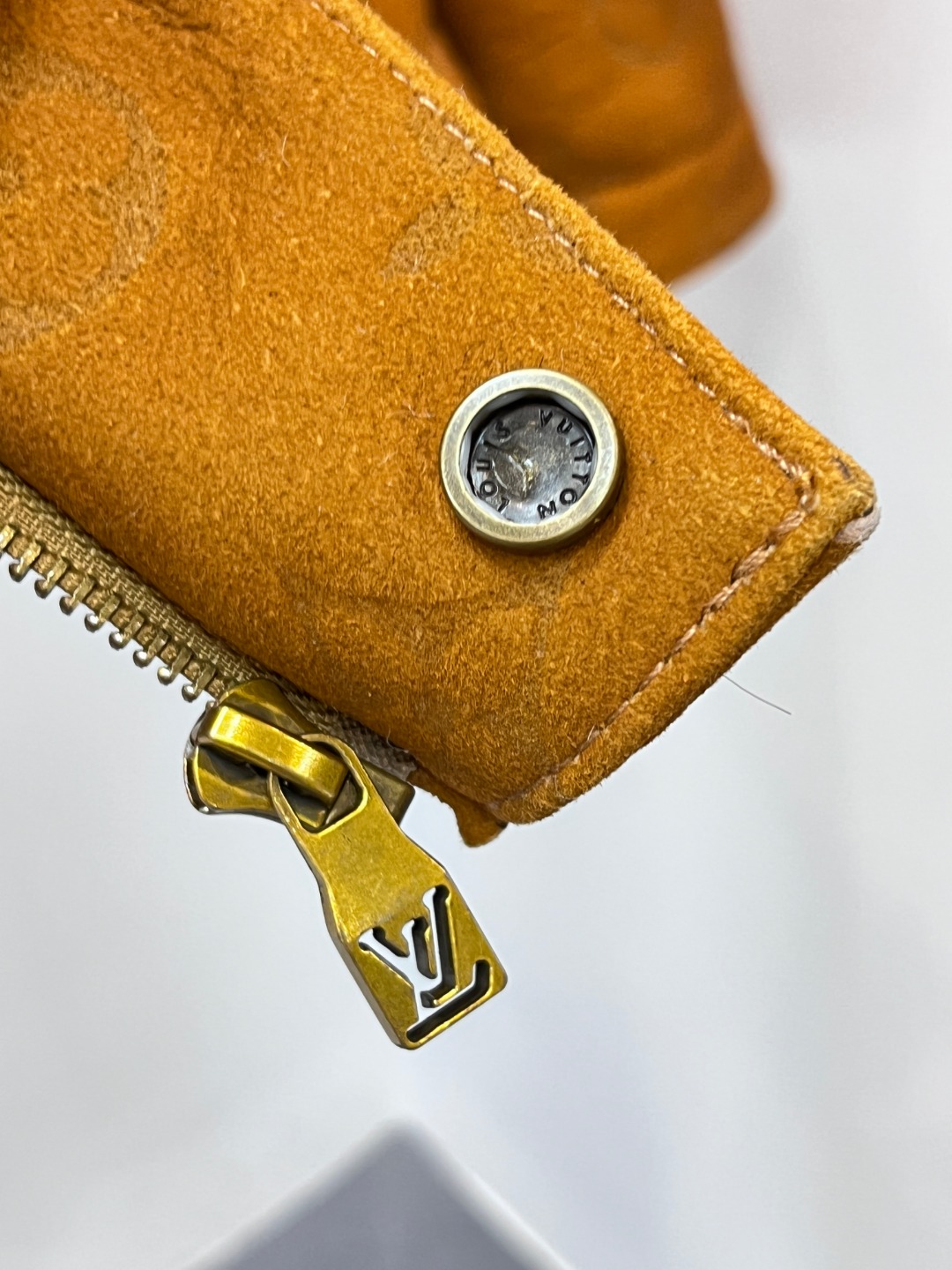 Louis Vuitton Shearling Embossed Monogram Leather Jacket