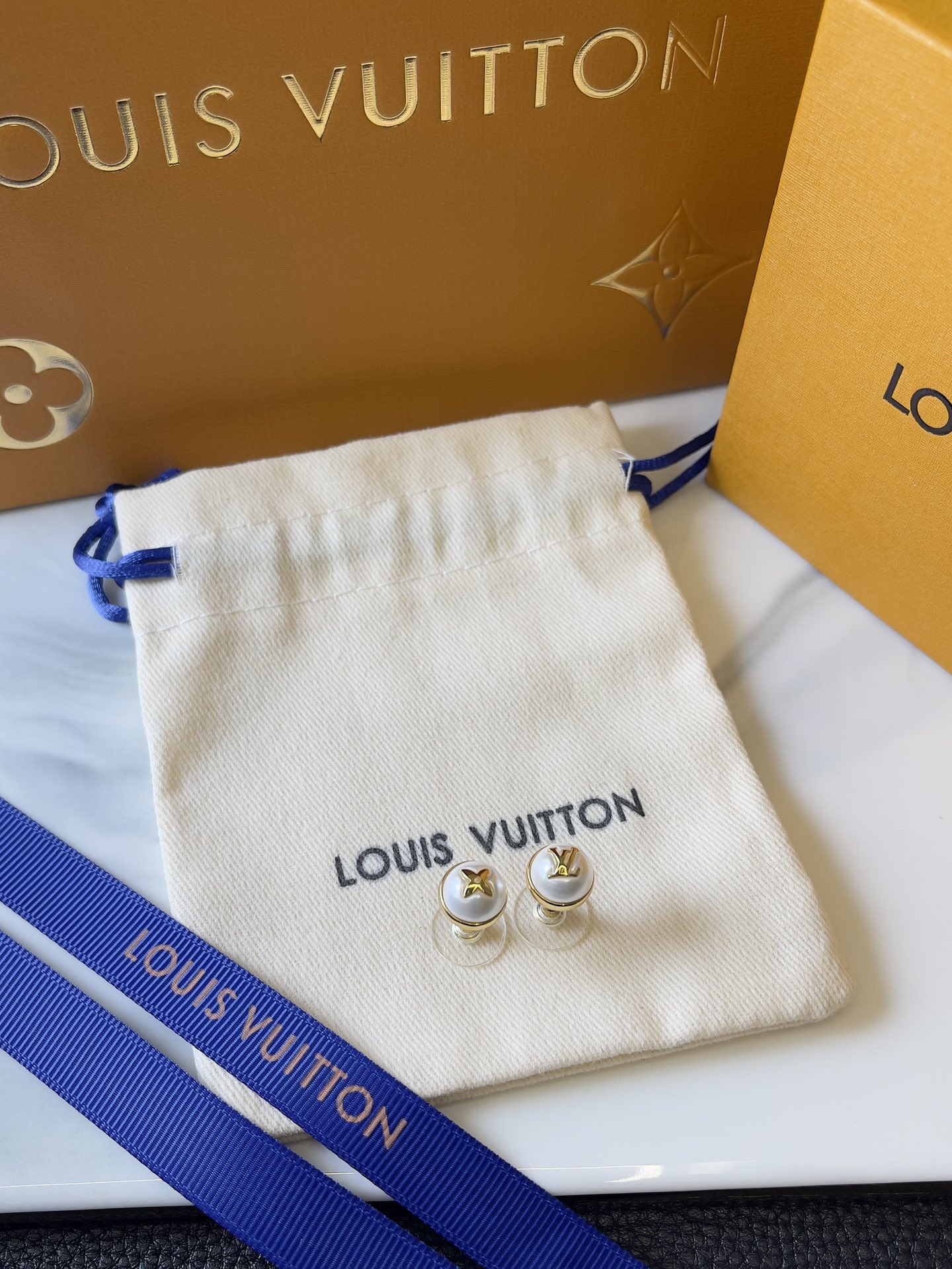 Louis Vuitton My Mix Pearl Logo Stud Earrings