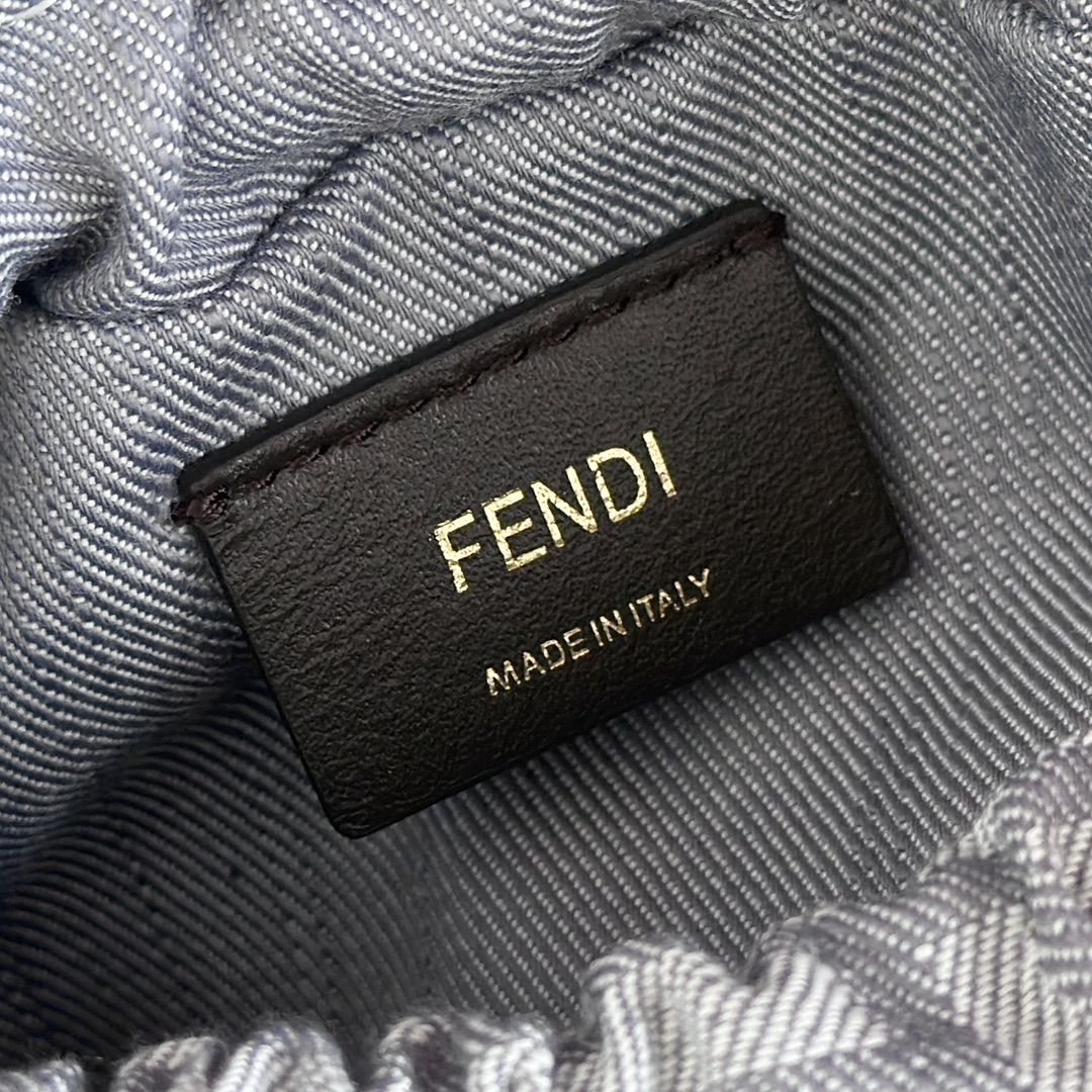 Fendi Mamma Baguette Small Blue denim-effect FF jacquard mini-bag