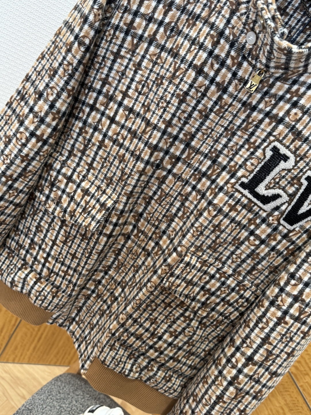 LOUIS VUITTON Beaded Monogram Embroidered Baseball Jacket
