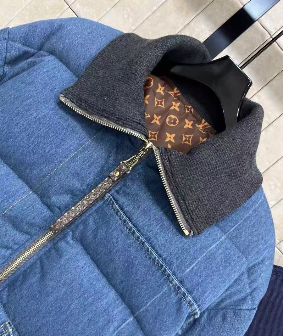 LOUIS VUITTON Denim Print Puffer Jacket