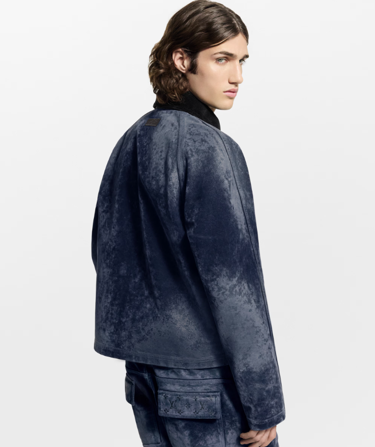 LOUIS VUITTON 1AJBAD Flocked Denim Jacket With Monogram Details