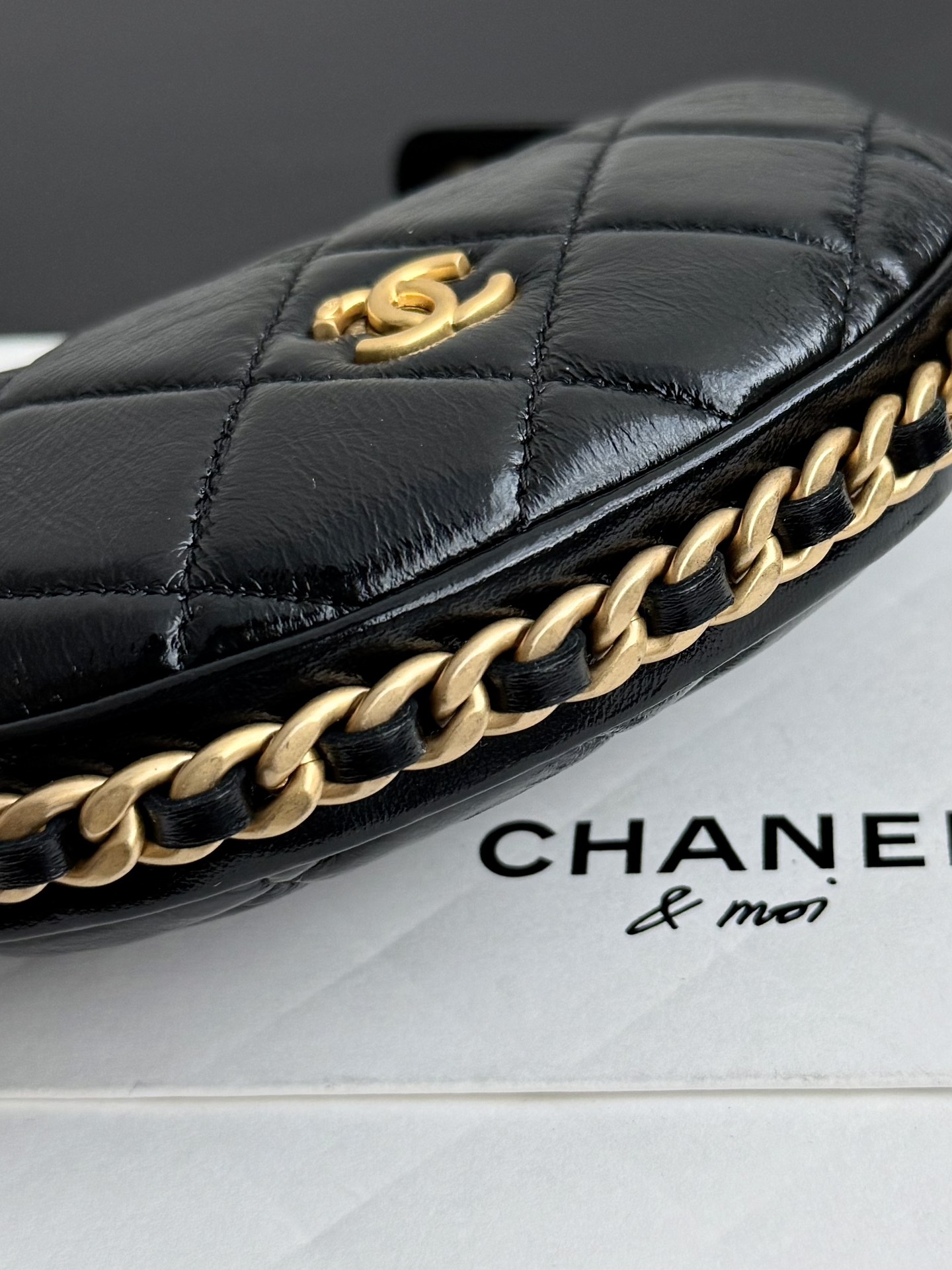Chanel mini pouch shiny lambskin