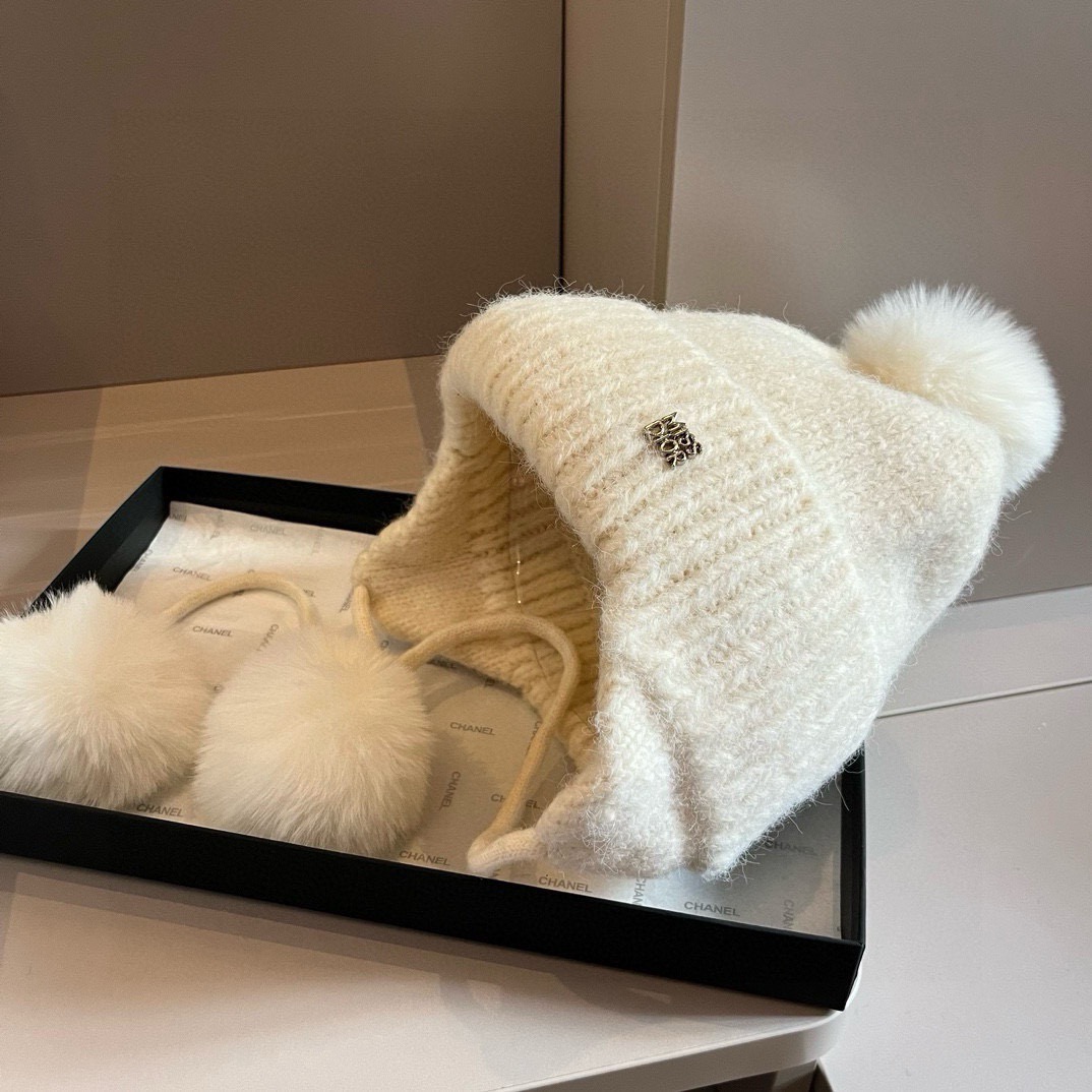 Dior Wool Knit Earflap Beanie