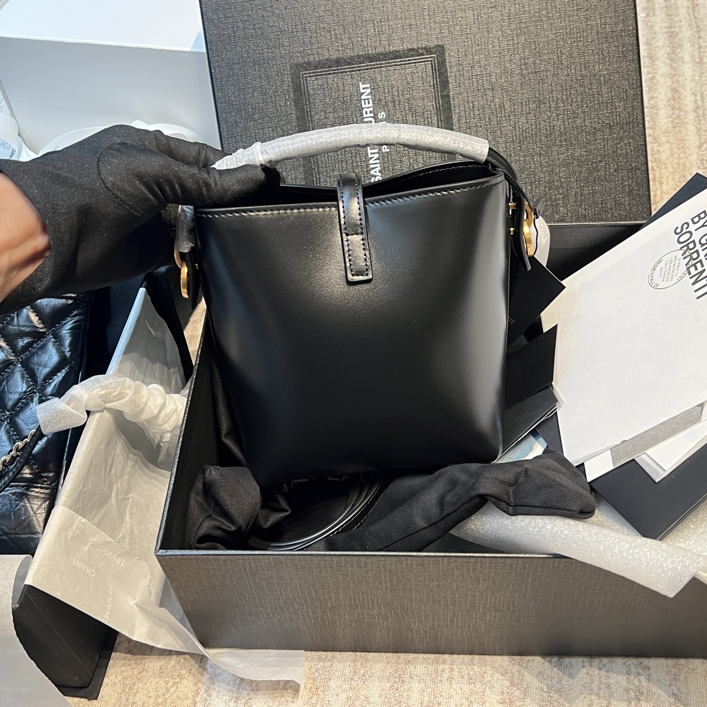 YSL Mini Leather Bucket Bag