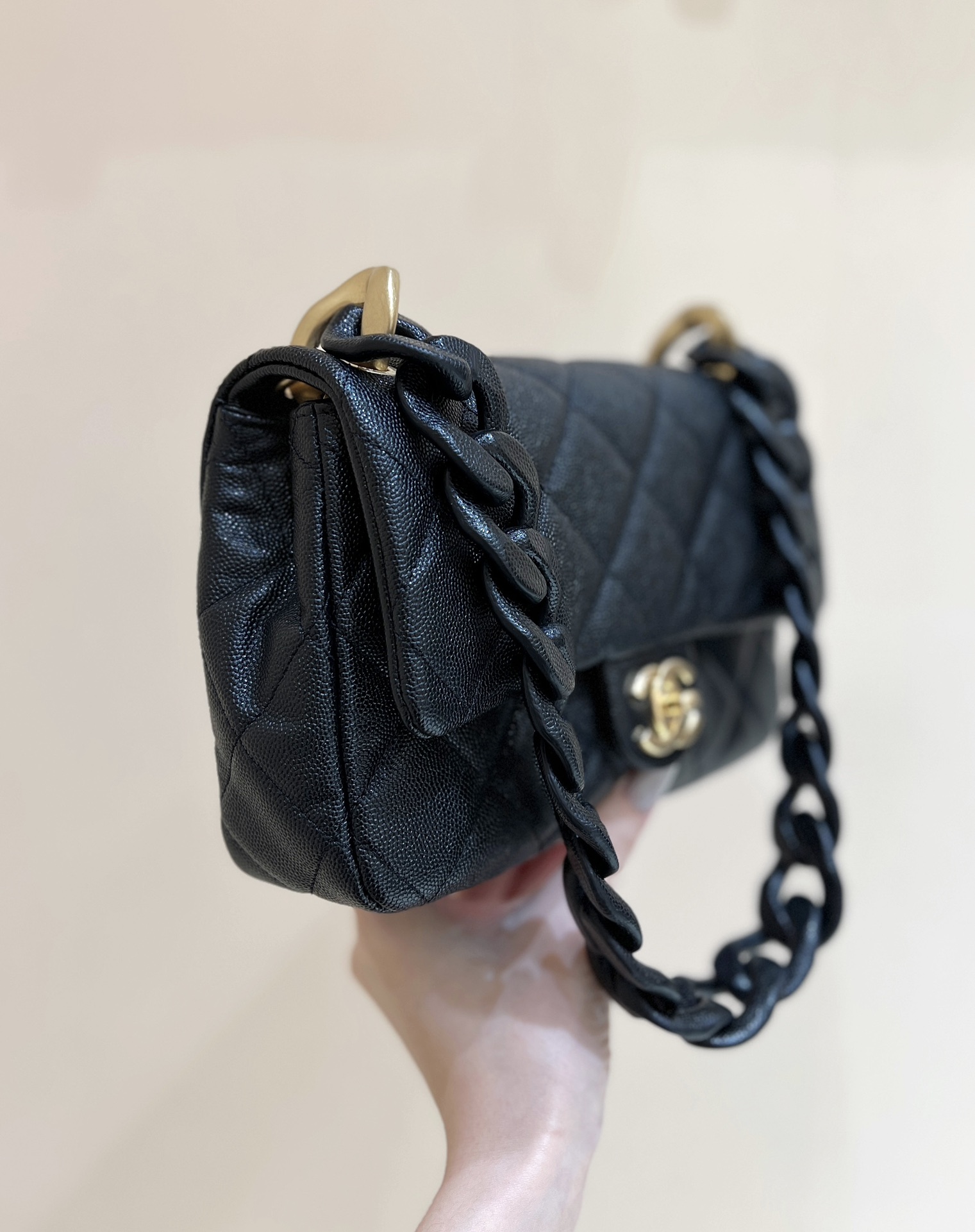 CHANEL 24P CF Bag in Caviar Calfskin with Bold Chain