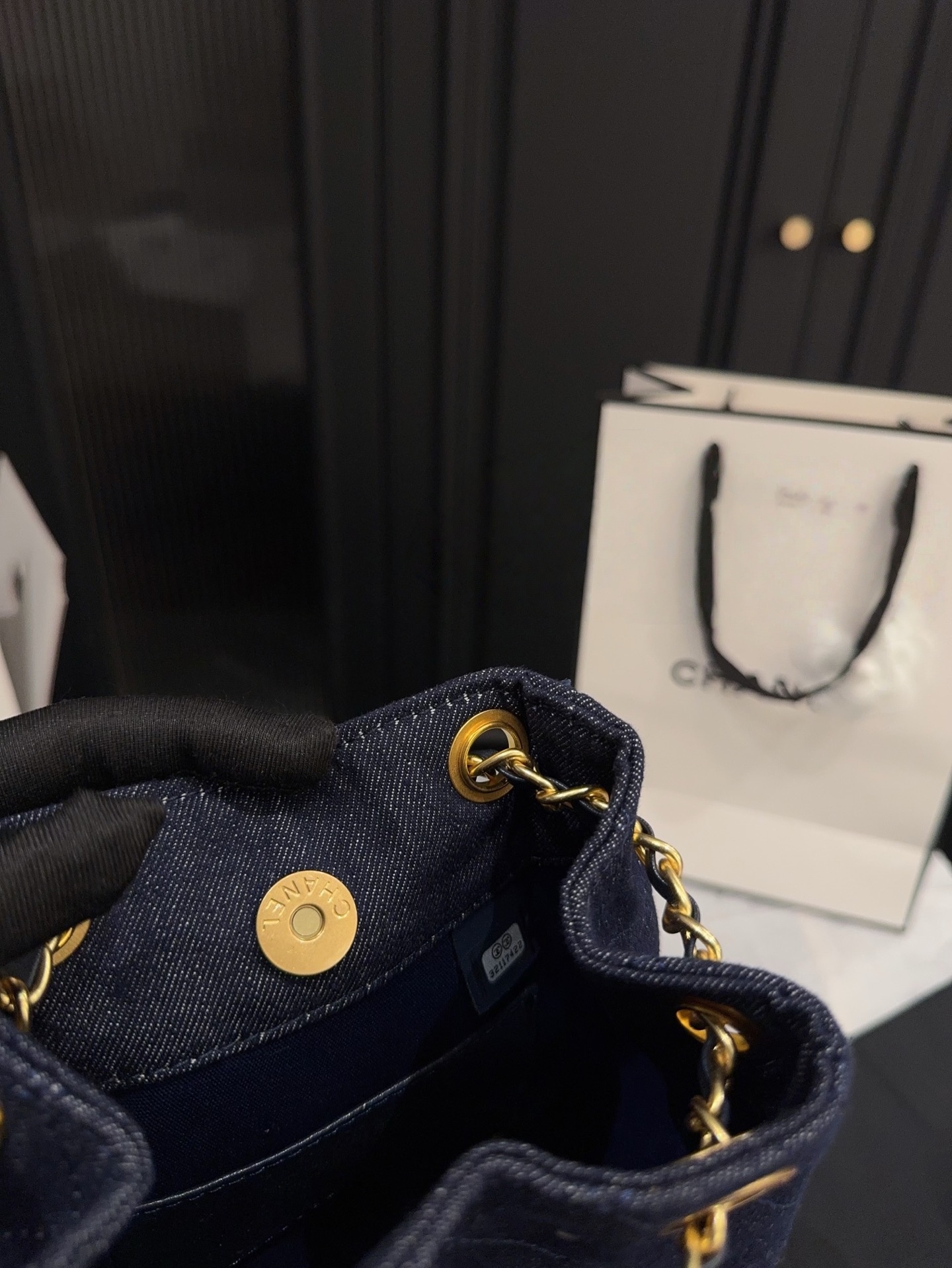 Chanel Leather Backpack Women's Dark Blue