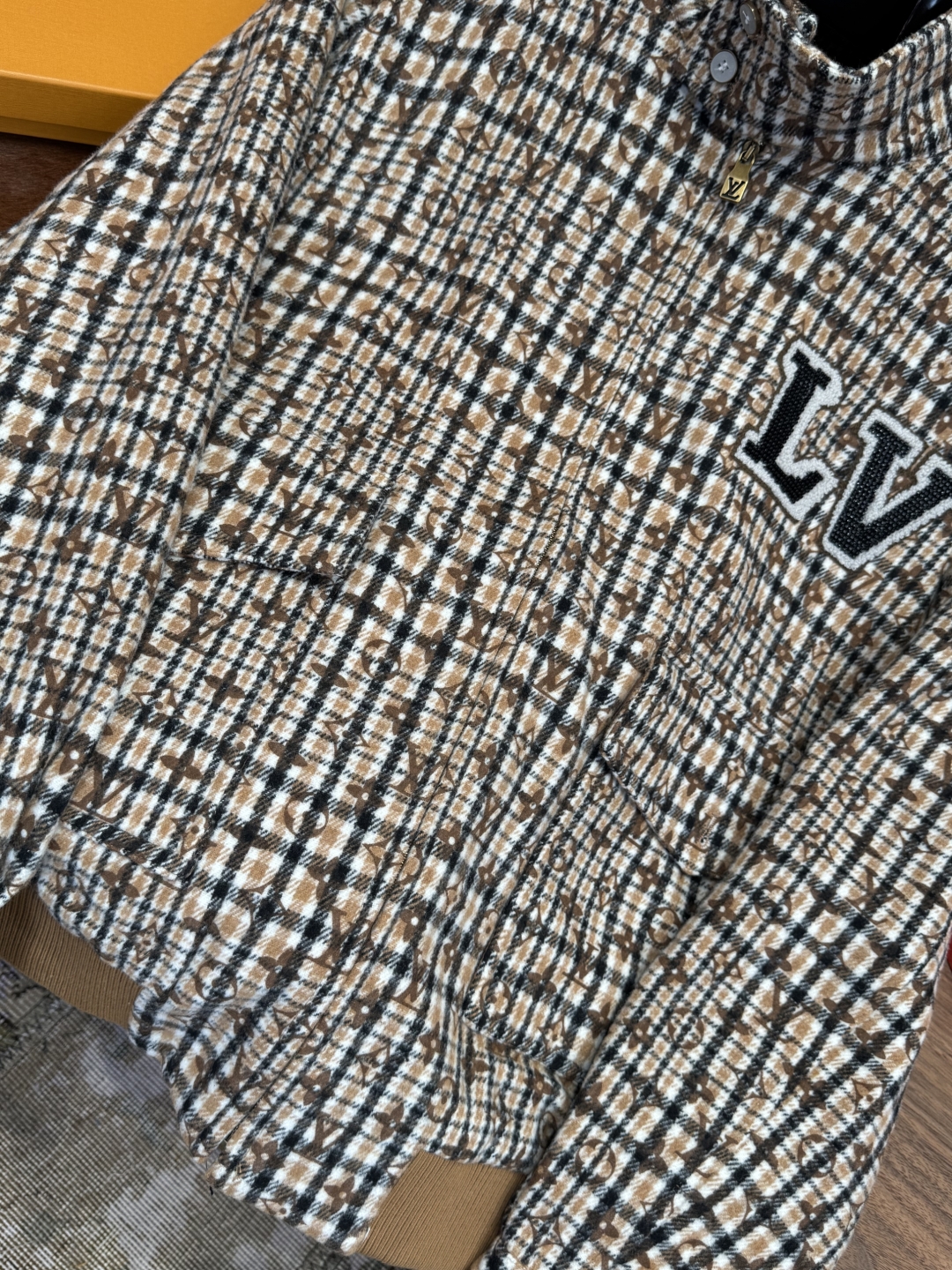 LOUIS VUITTON Beaded Monogram Embroidered Baseball Jacket