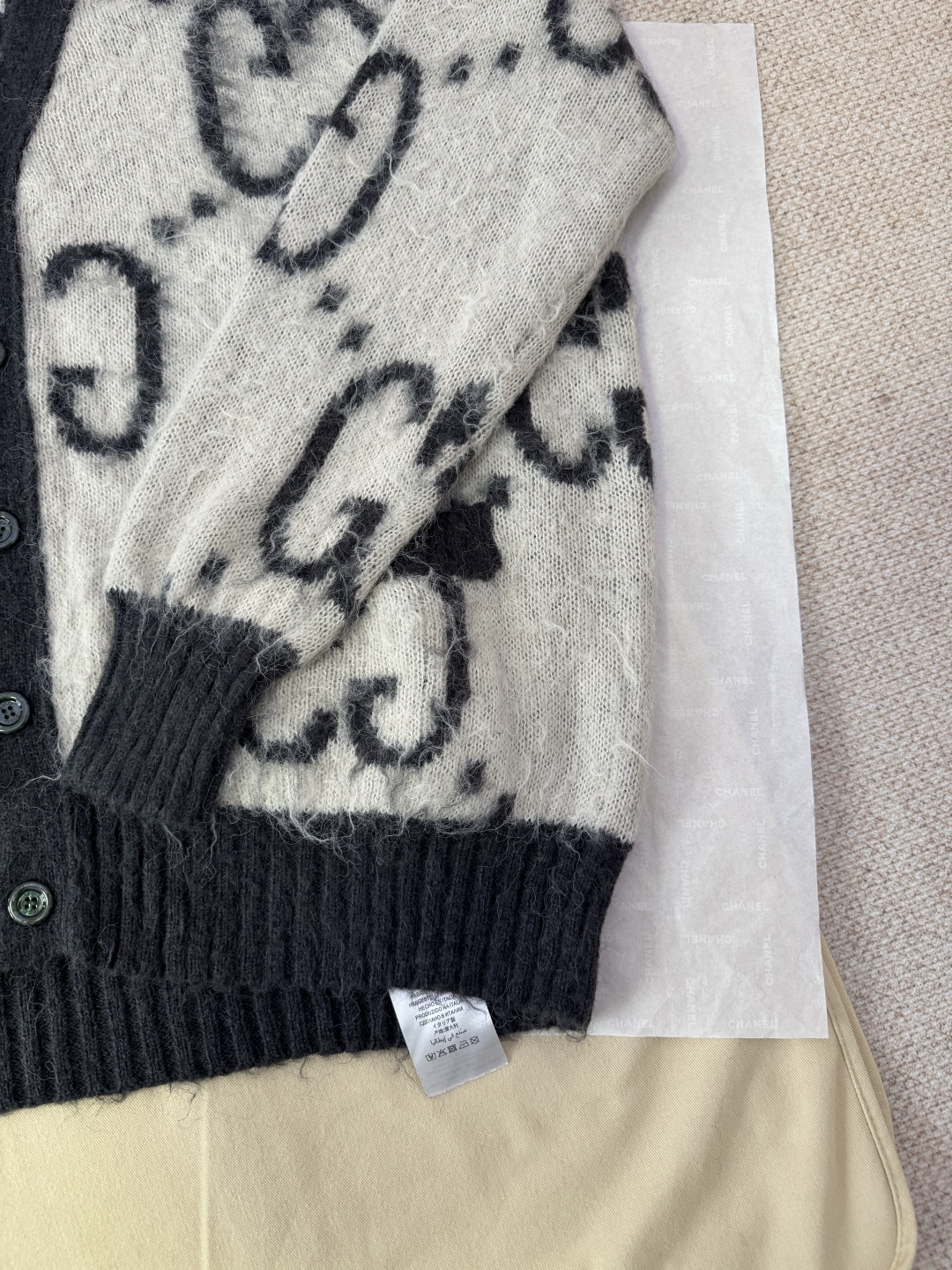 GUCCI Jacquard Mohair Reversible Cardigan