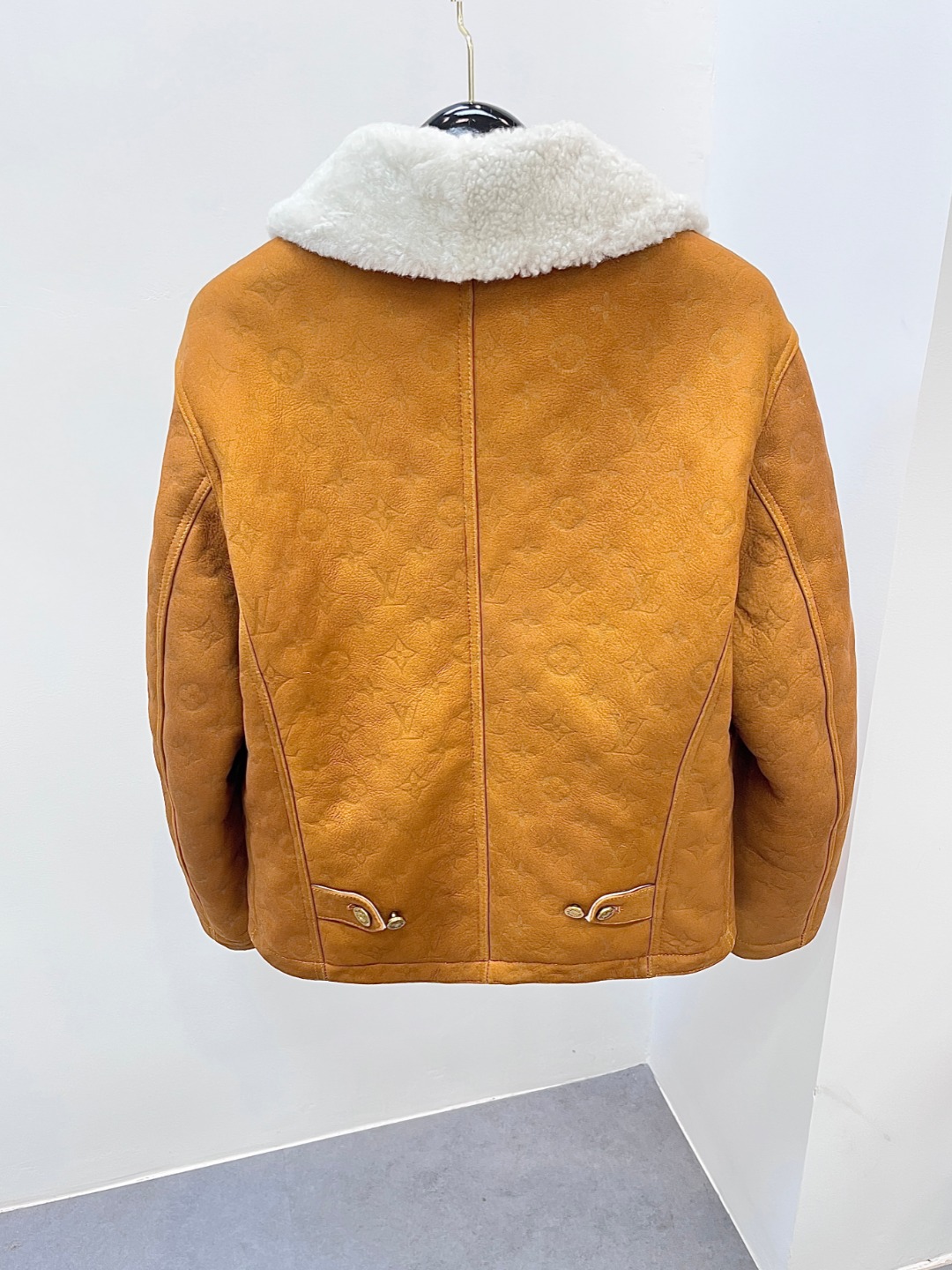 Louis Vuitton Shearling Embossed Monogram Leather Jacket