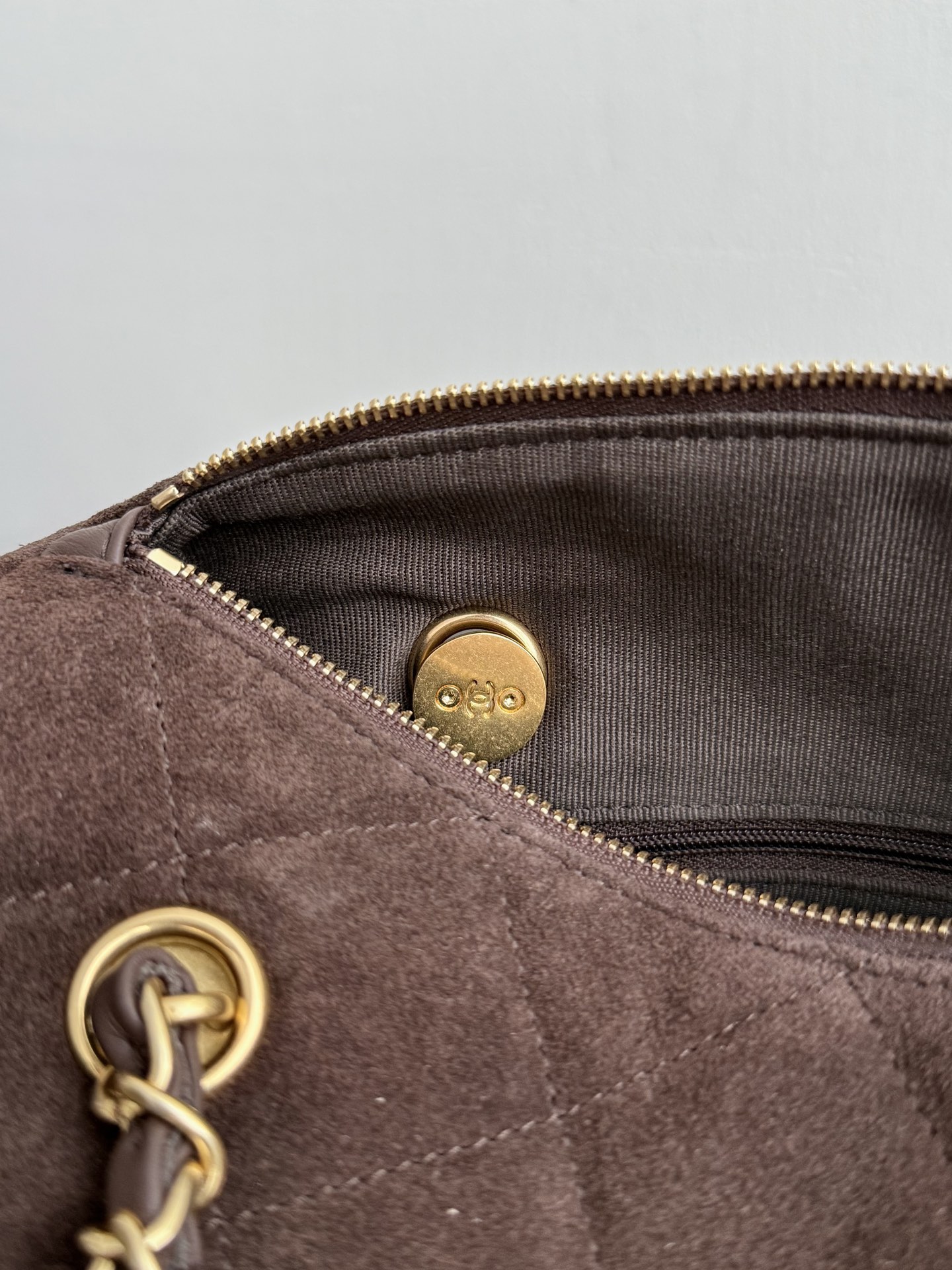 Chanel Small Bowling Bag Dark Brown Suede