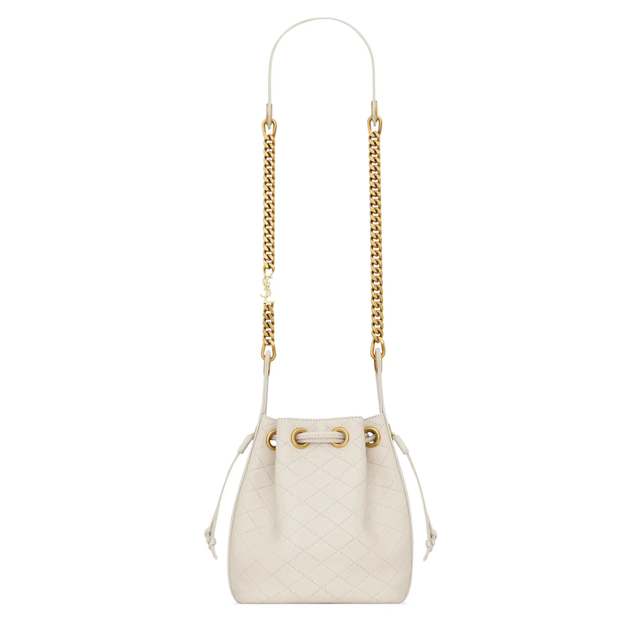 YSL Cassandre Bucket Bag In Lambskin 'Crema Soft'