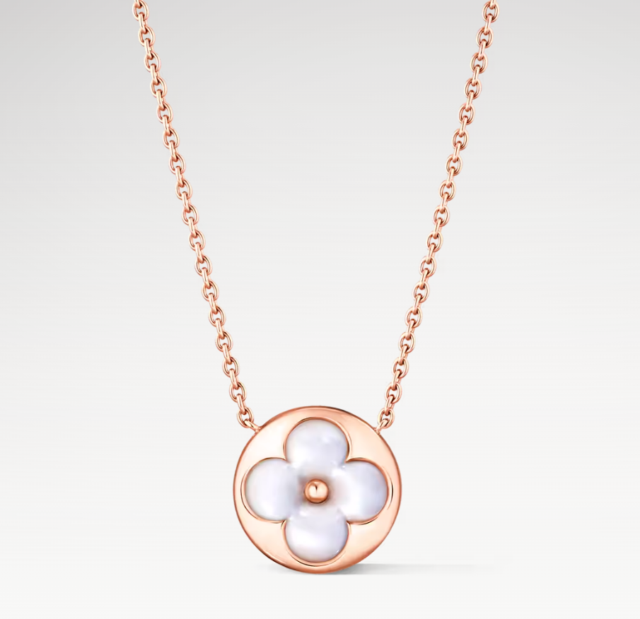 LOUIS VUITTON Q93520 Color Blossom Sun Pendant, Pink Gold and White Mother-of-Pearl