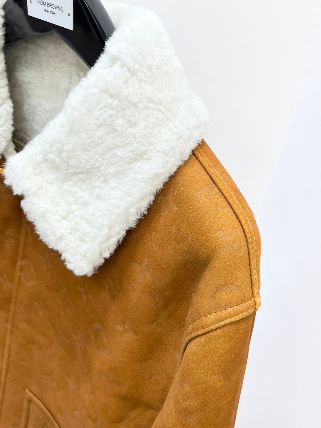 Louis Vuitton Shearling Embossed Monogram Leather Jacket